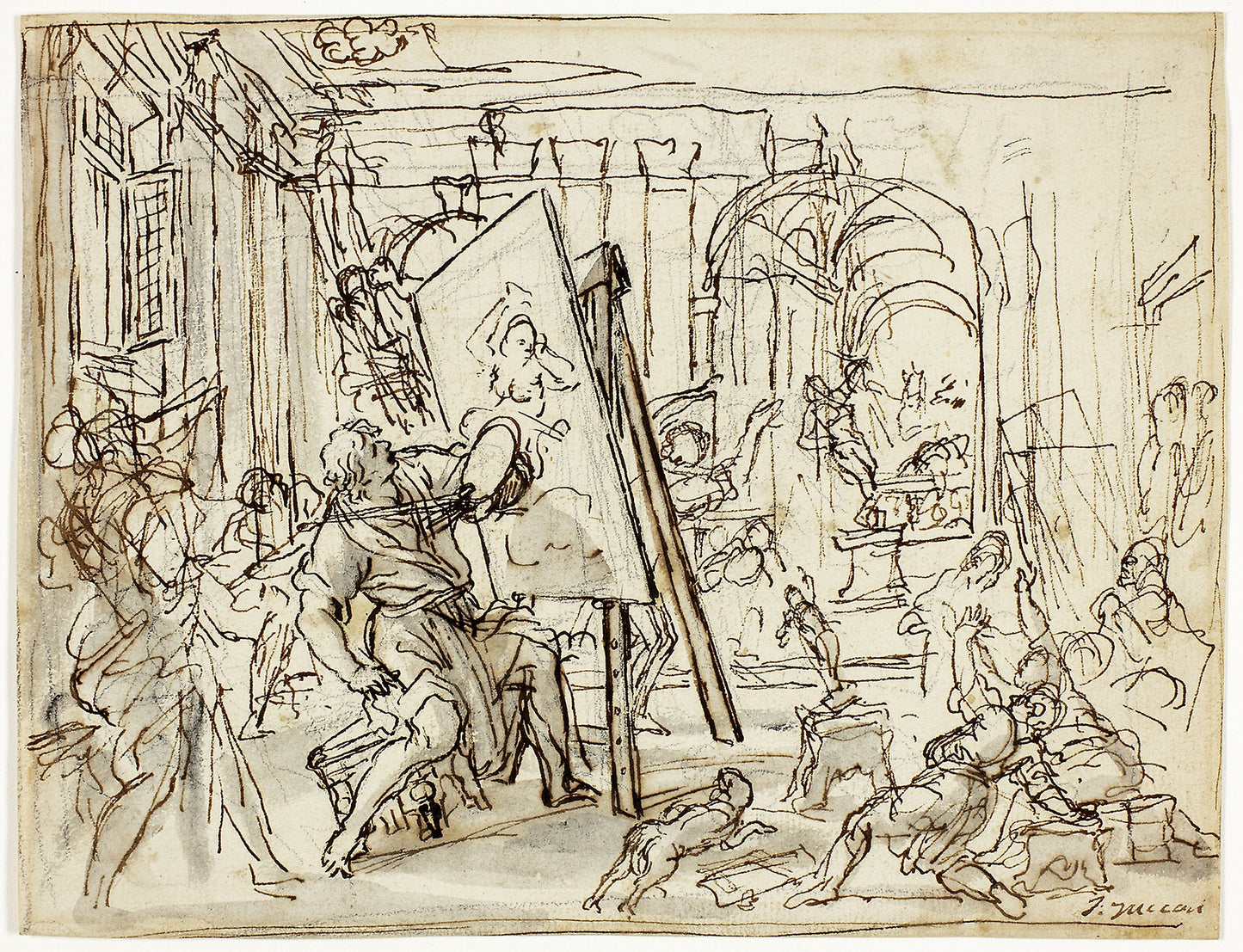 Earthquake in an Artist's Studio -  Pietro da Cortona,  Poster Print Wall Art