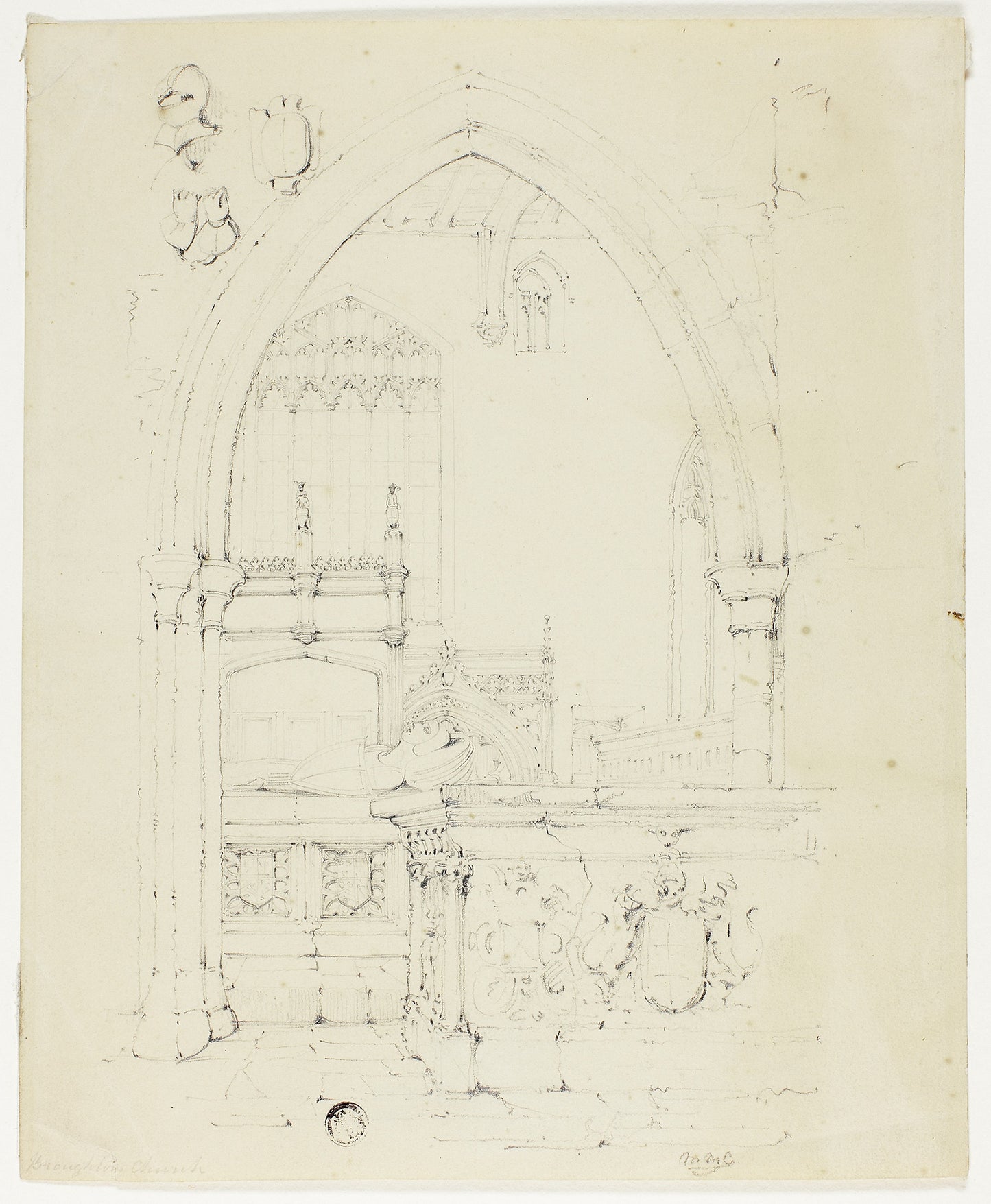 Broughton Church -  Style of Samuel Prout,  Poster Print Wall Art