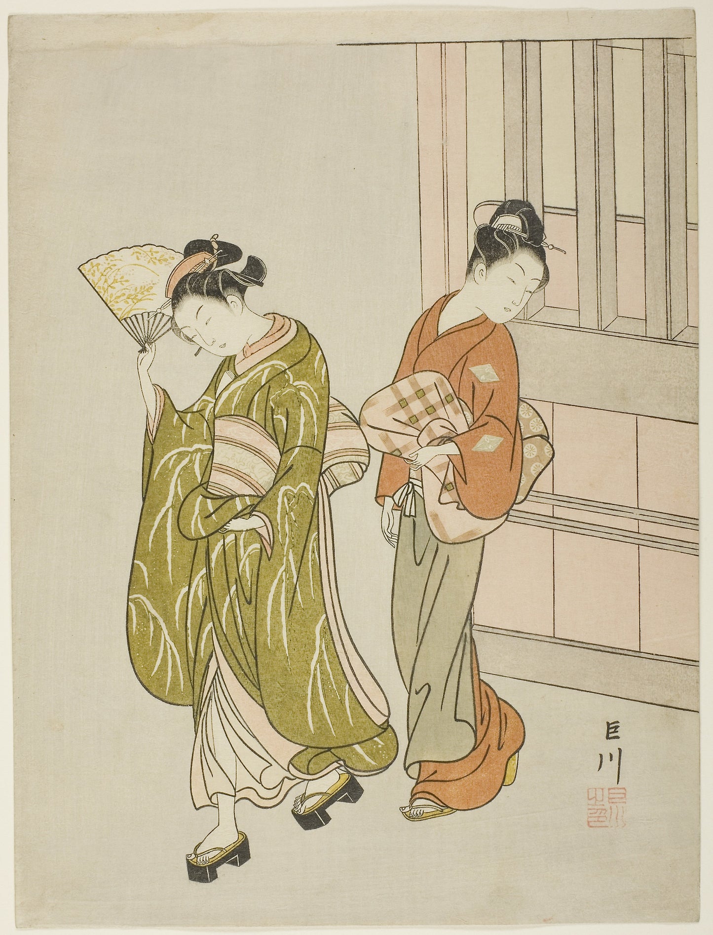 Clearing Breeze from a Fan (Ogi no seiran), from the series "Eight Views of the Parlor (Zashiki hakkei)" -  Suzuki Harunobu ?? ?? ,  Poster Print Wall Art