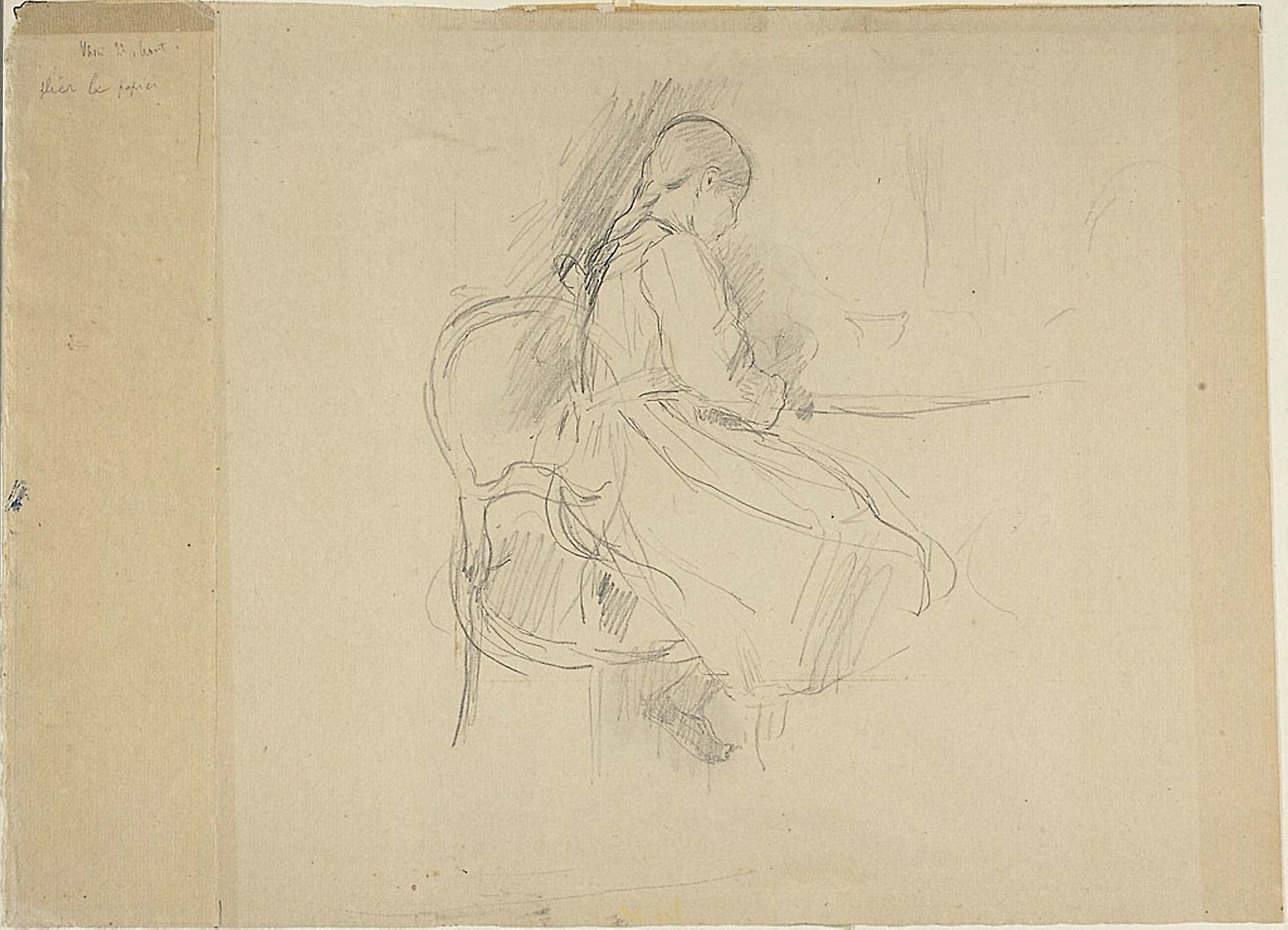 Young Girl Seated at a Table: Berthe Morisot,16x12"(A3) Poster