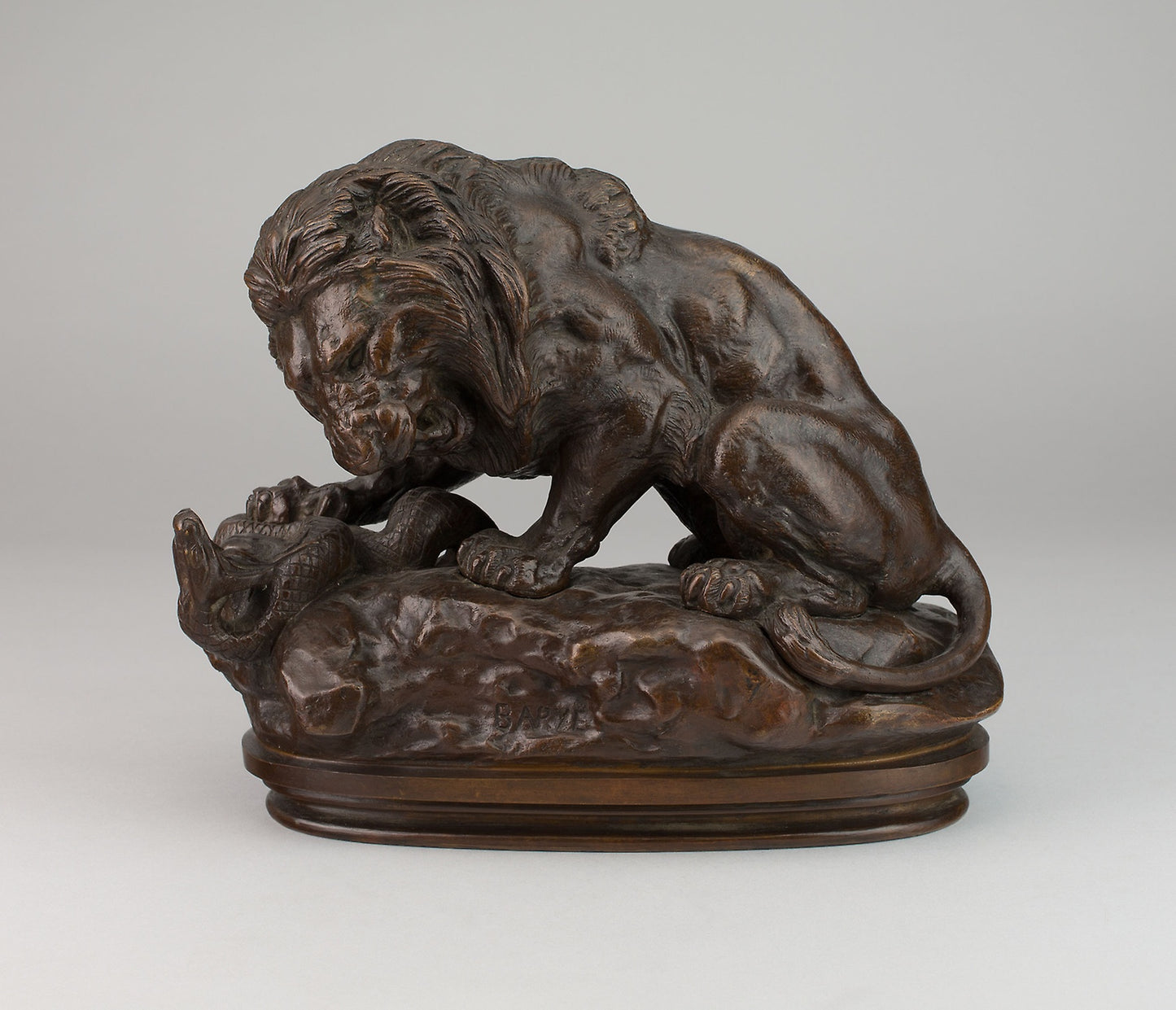 Lion Fighting a Serpent -  Antoine Louis Barye,  Poster Print Wall Art