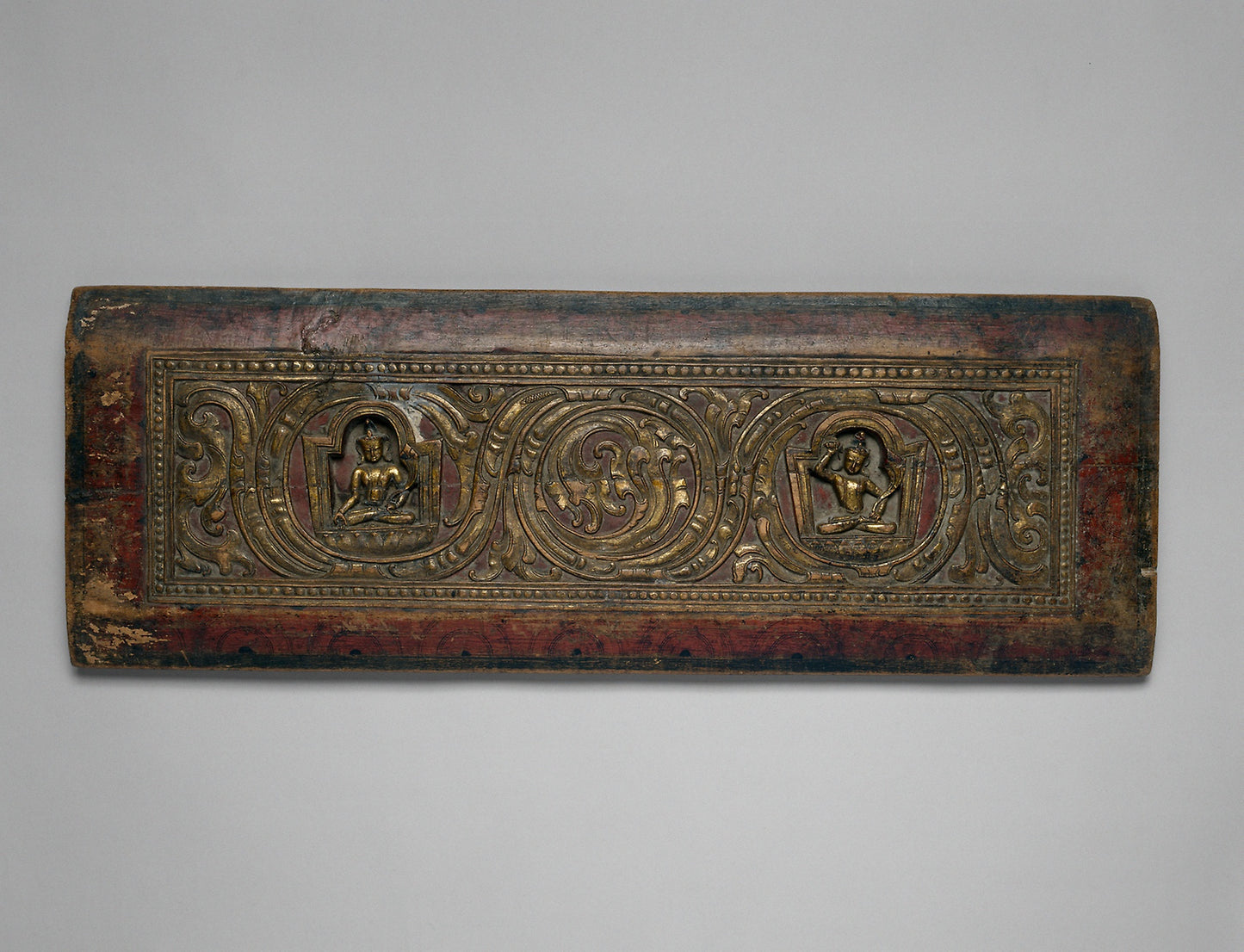 Buddhist Manuscript Cover with the Bodhisattvas Avalokiteshvara and Manjushri -  Tibet,  Poster Print Wall Art