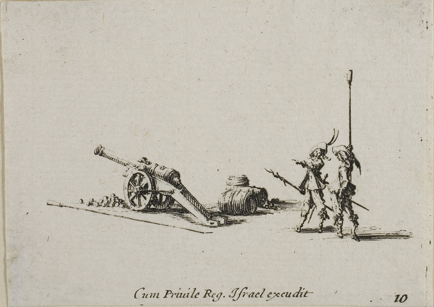 Preparing to Fire the Canon, plate ten from The Military Exercises -  Jacques Callot (French, 1592-1635),  Poster Print Wall Art
