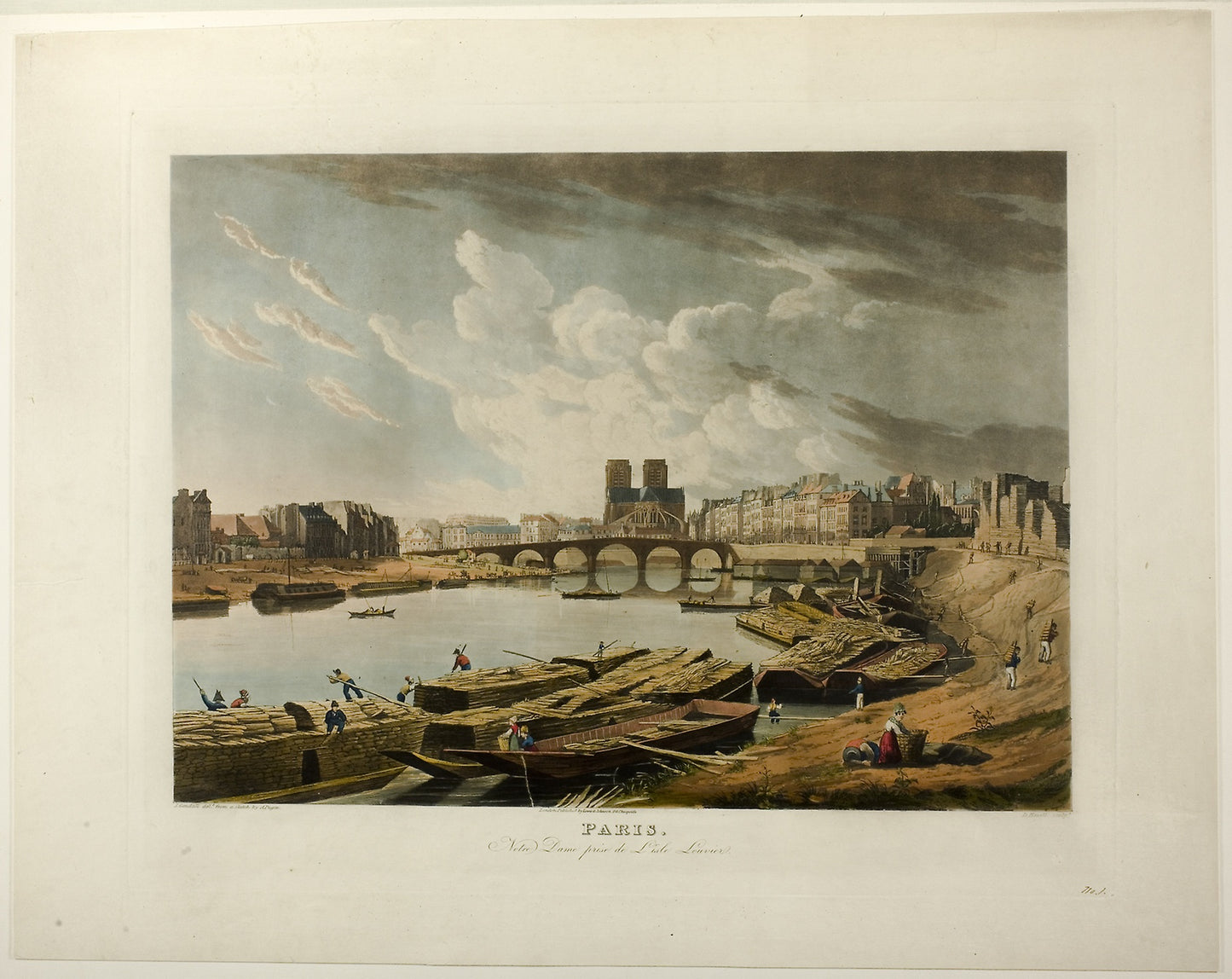 Paris, Notre Dame prise de L'Ile Louvier -  Daniel Havell (English, 1785-1826),  Poster Print Wall Art