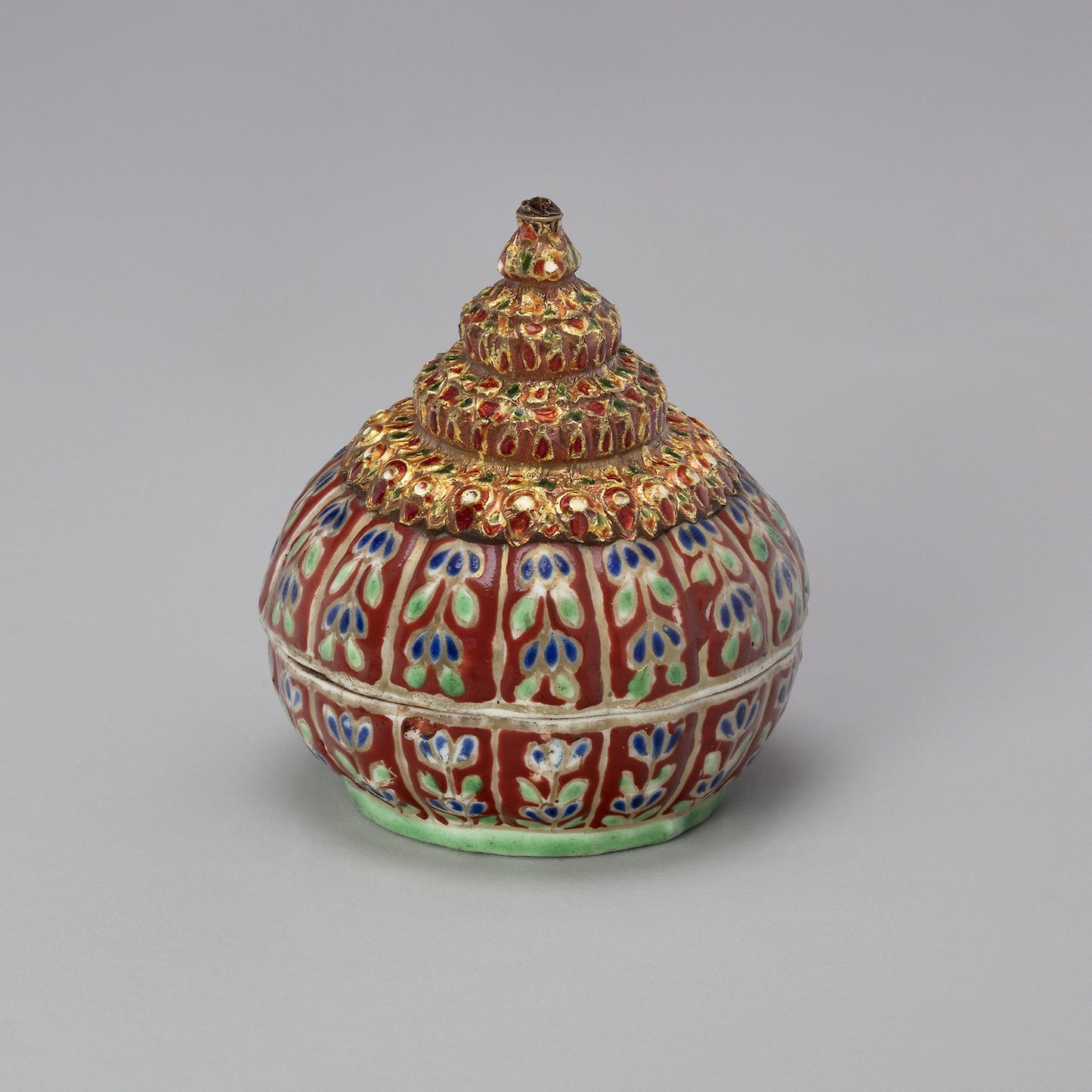 Bencharong (Five-Colored) Ware Miniature Jar with Tiered Cover -  Thailand (Chinese export),  Poster Print Wall Art