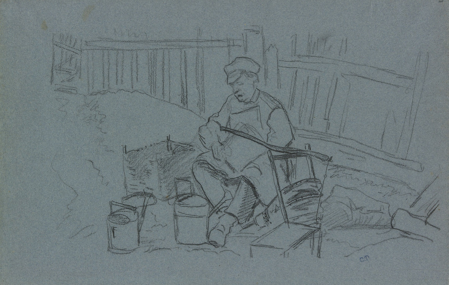 Tinker with His Tools: Camille Pissarro, Poster Print Wall Art