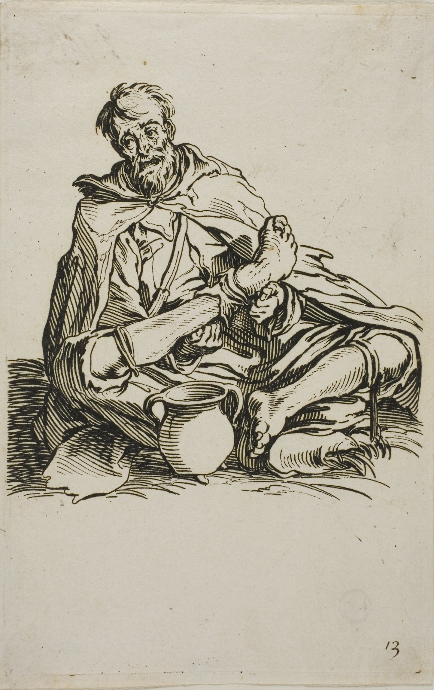 The Sickly One, plate thirteen from The Beggars -  Jacques Callot,  Poster Print Wall Art