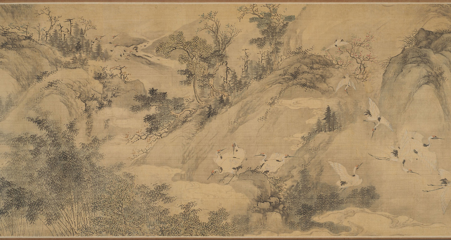 One Hundred Cranes -  Artist unknown, spurious signature of Shen Quan,  Poster Print Wall Art