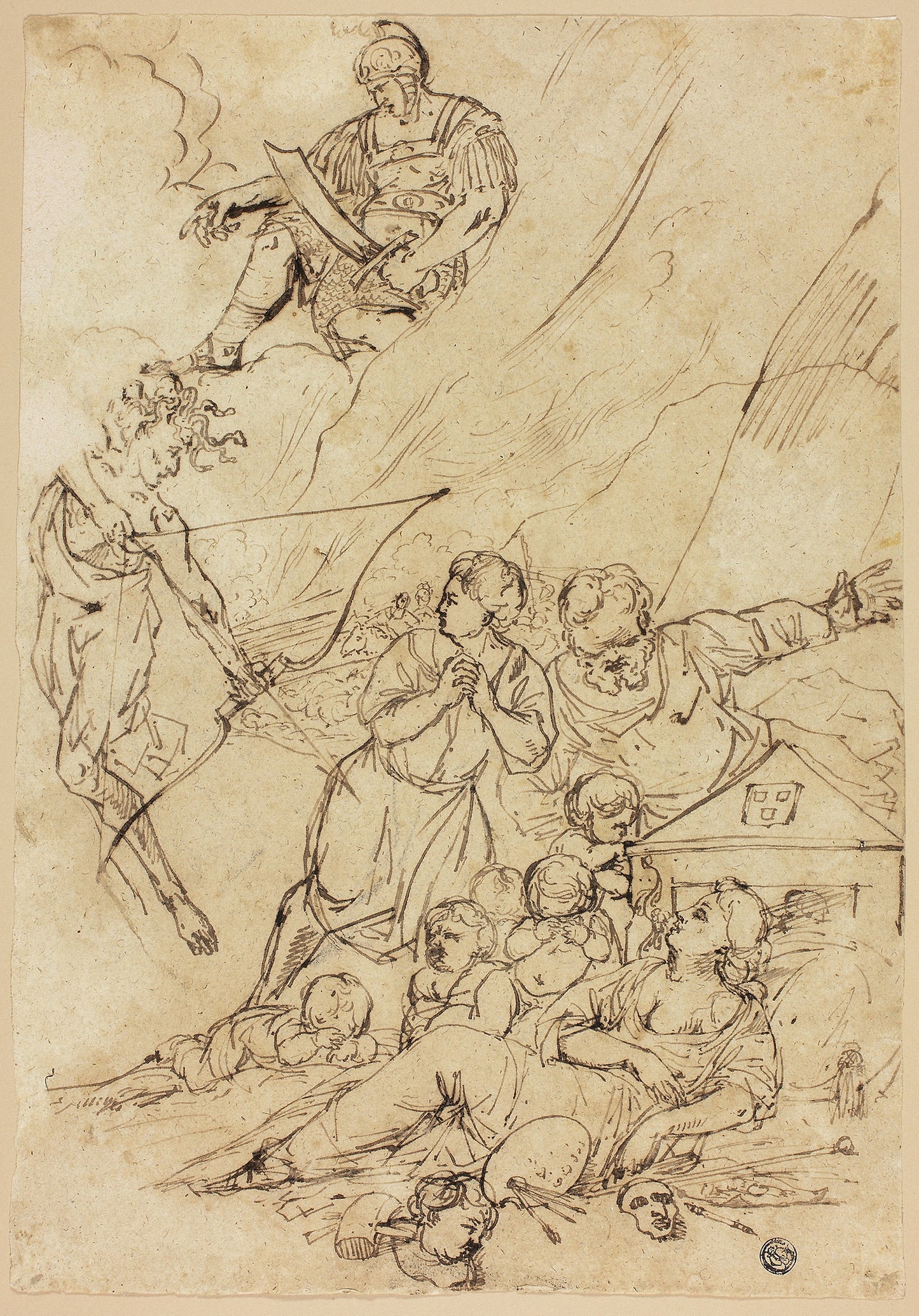 Mars Sending Gorgon to Slay the Arts -  Possibly after Pietro Testa,  Poster Print Wall Art
