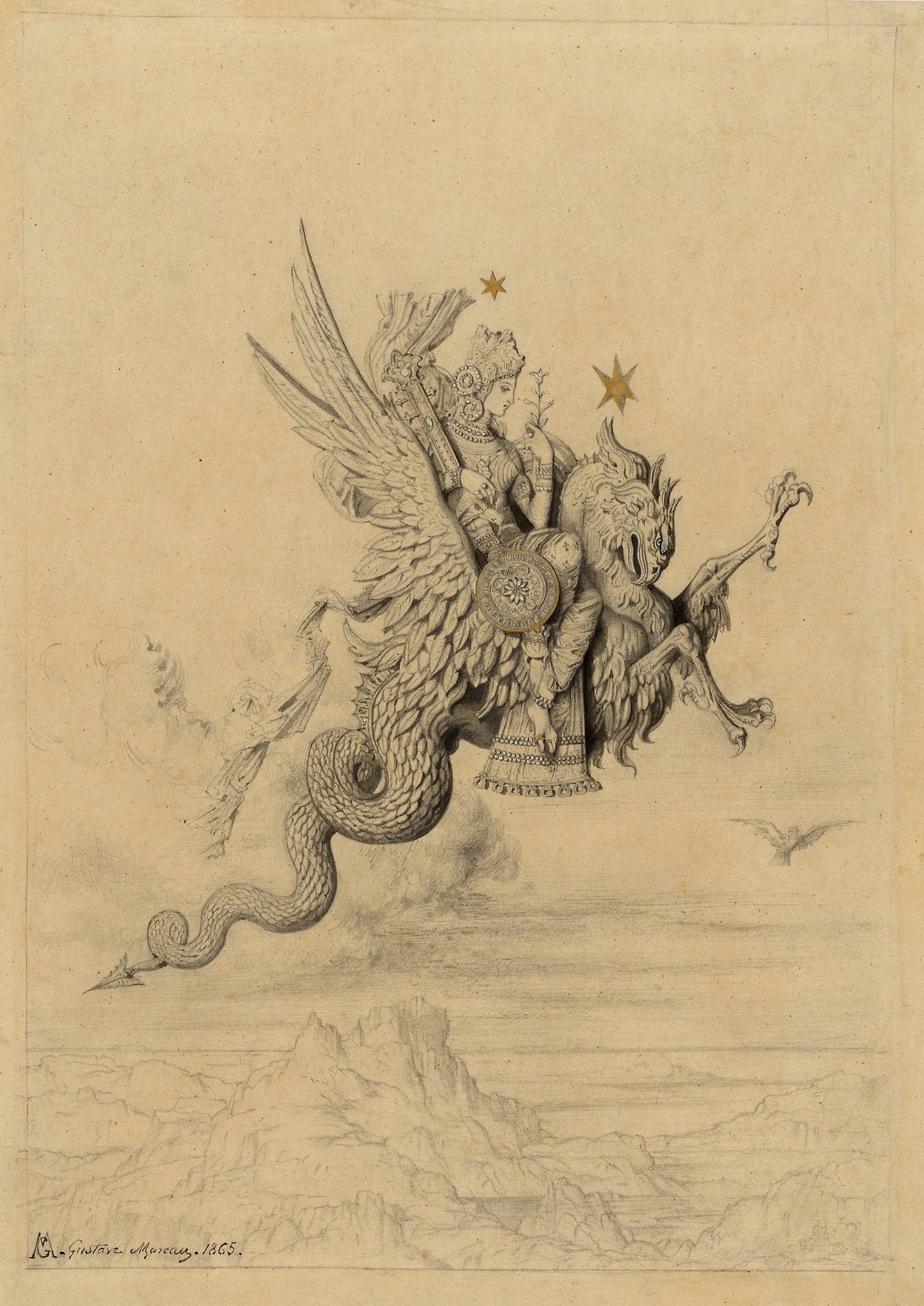 La Peri (Mythological Subject) -  Gustave Moreau,  Poster Print Wall Art