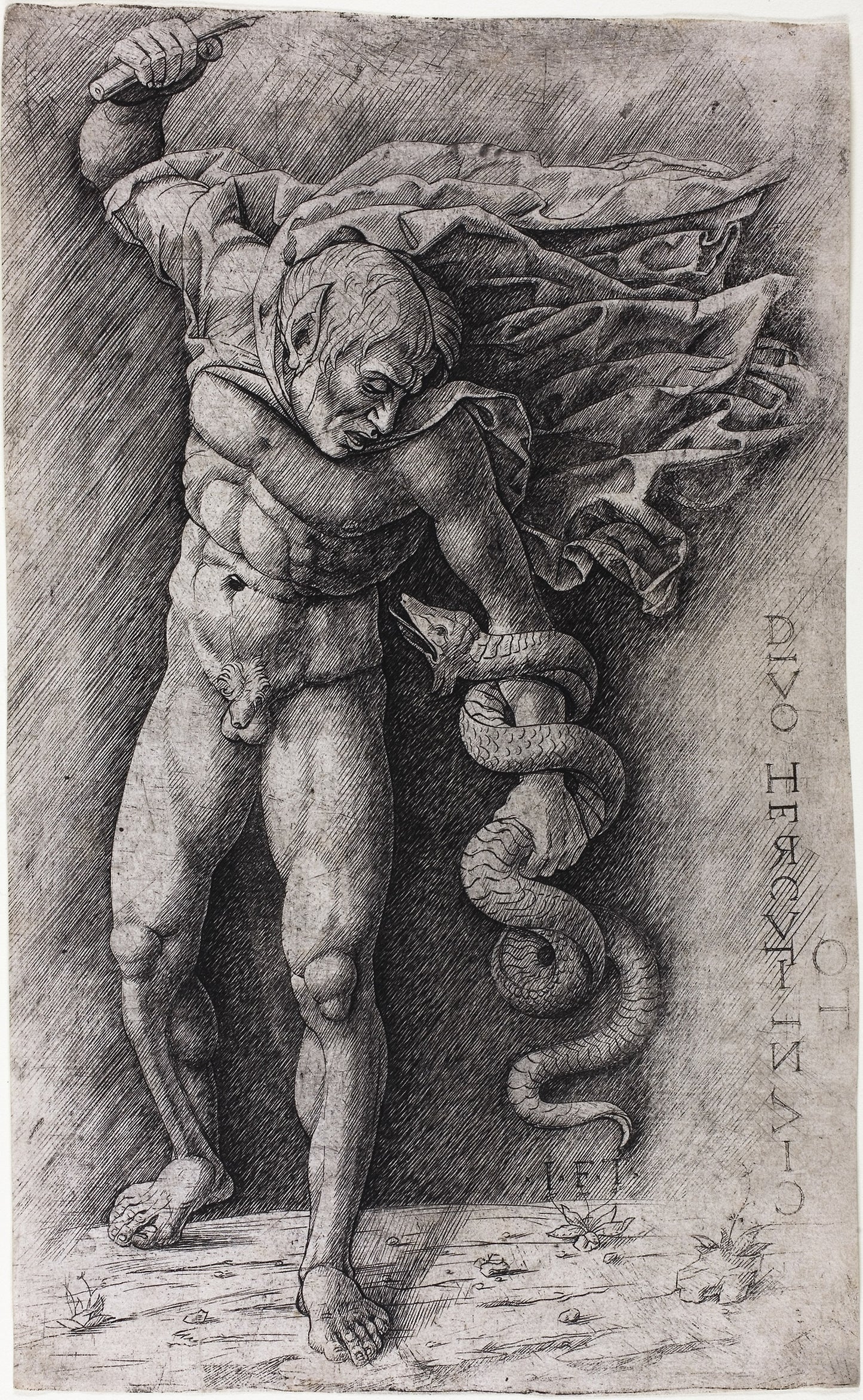 Faun Attacking a Snake -  School of Andrea Mantegna,  Poster Print Wall Art