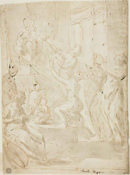 Figures at an Altar or Classical Sacrifice: Paolo Pagani,16x12"(A3) Poster
