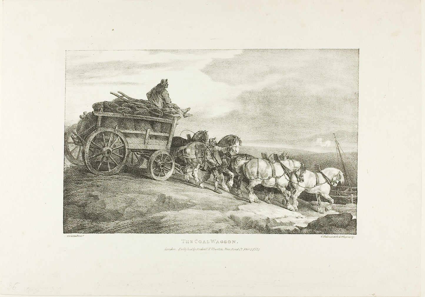 The Coal Wagon, plate 7 from Various Subjects Drawn from Life on Stone -  Jean Louis André Théodore Géricault (French, 1791-1824),  Poster Print Wall Art