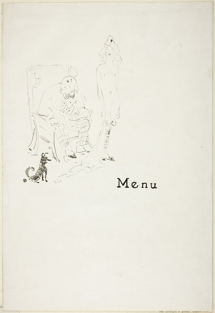 The Naked Girl, Menu: Henri de Toulouse-Lautrec,16x12