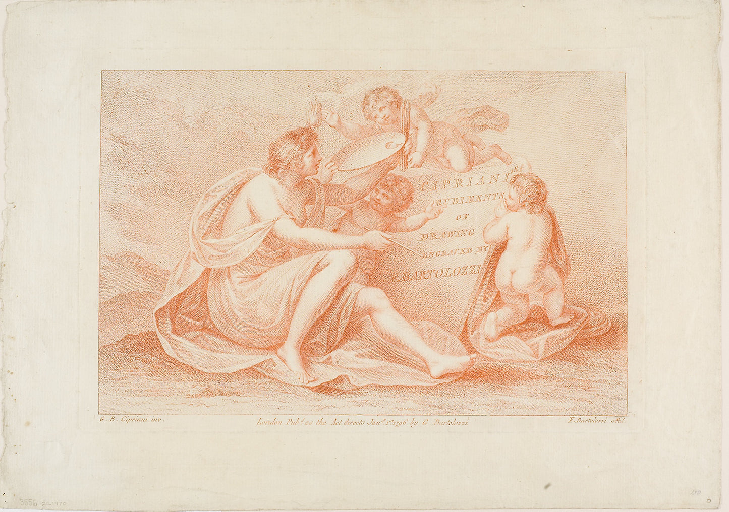 Frontispiece from Cipriani's "Rudiments of Drawing" -  Francesco Bartolozzi,  Poster Print Wall Art