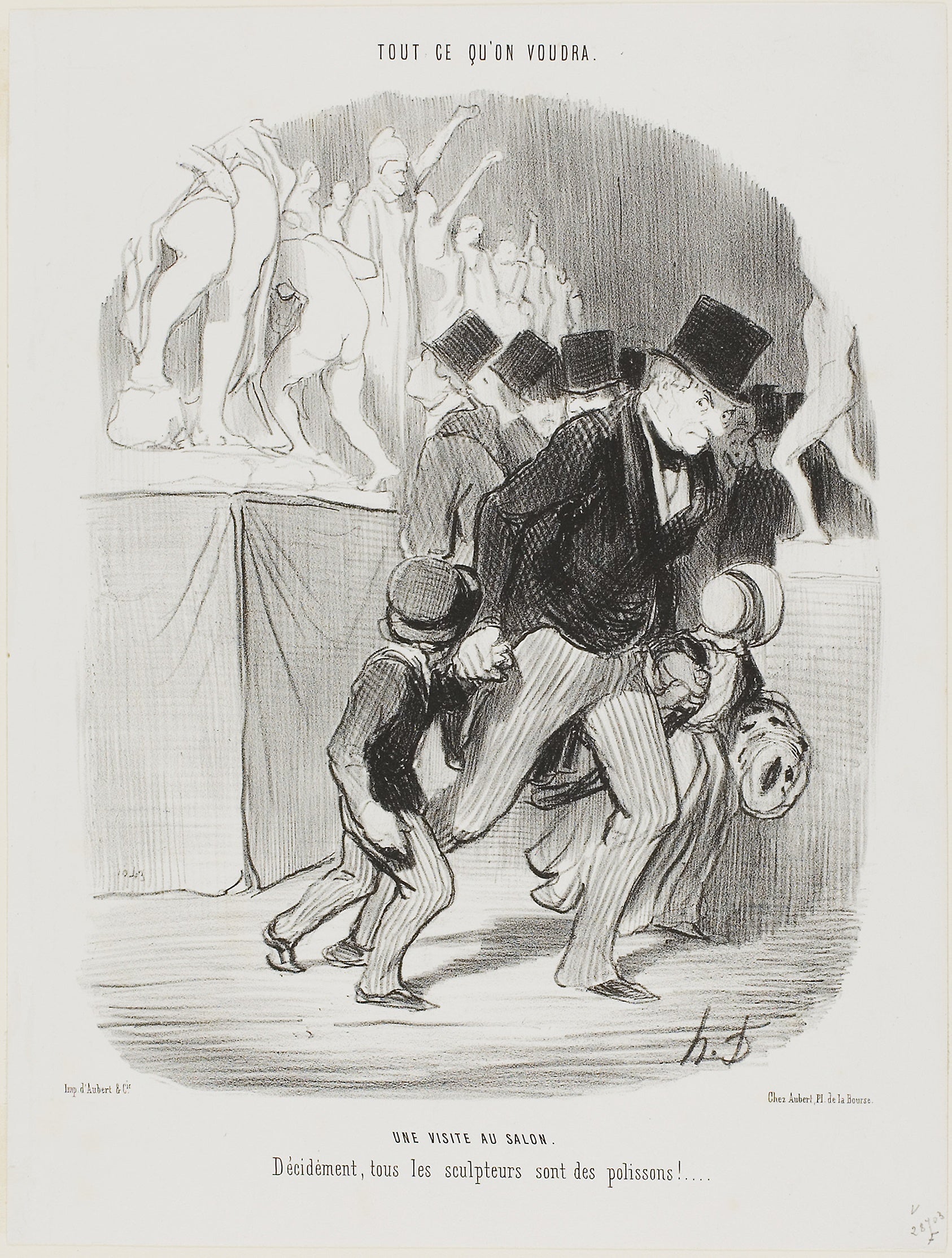 A Visit to the Salon. Obviously all the sculptors are a naughty bunch, plate 1 from Tout Ce Qu'on Voudra: Honoré Victorin Daumier,16x12"(A3) Poster