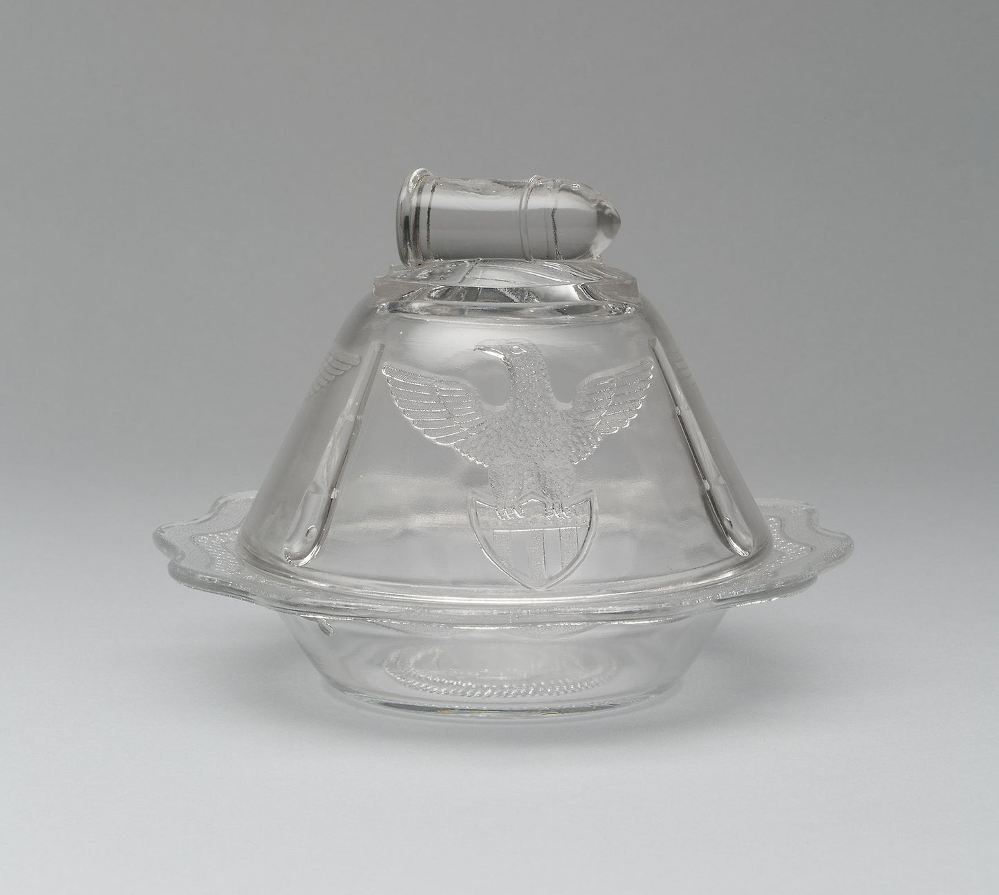 Bullet & Emblem pattern covered butter dish: Artist unknown, Poster Print Wall Art