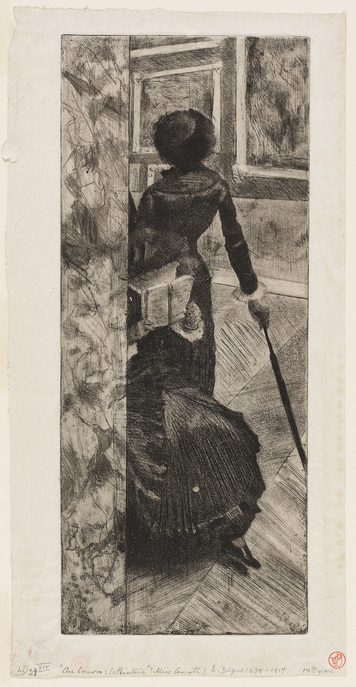 Mary Cassatt in the Paintings Gallery at the Louvre: Edgar Degas,16x12