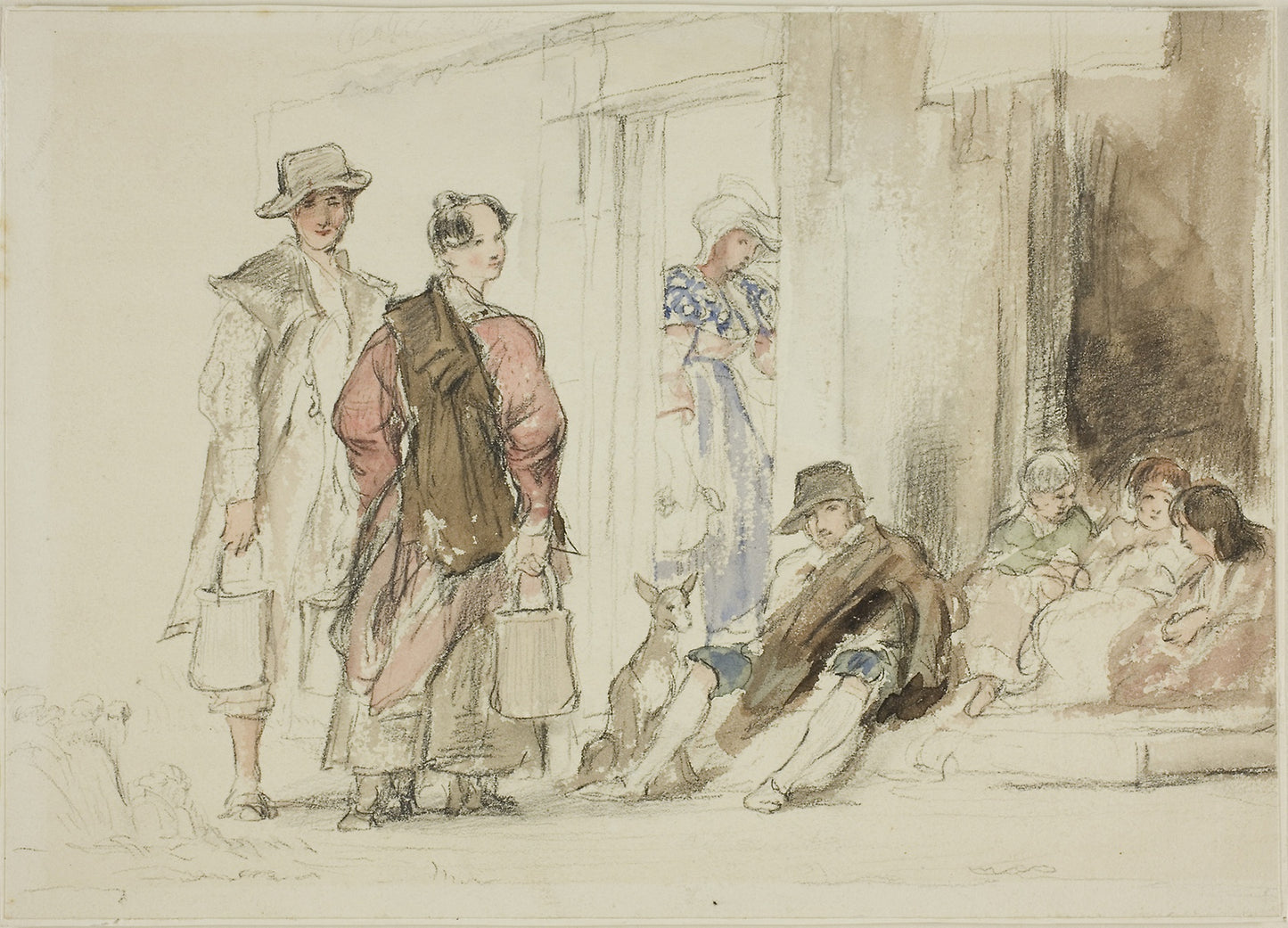 Figures near Doorway -  Sir David Wilkie,  Poster Print Wall Art