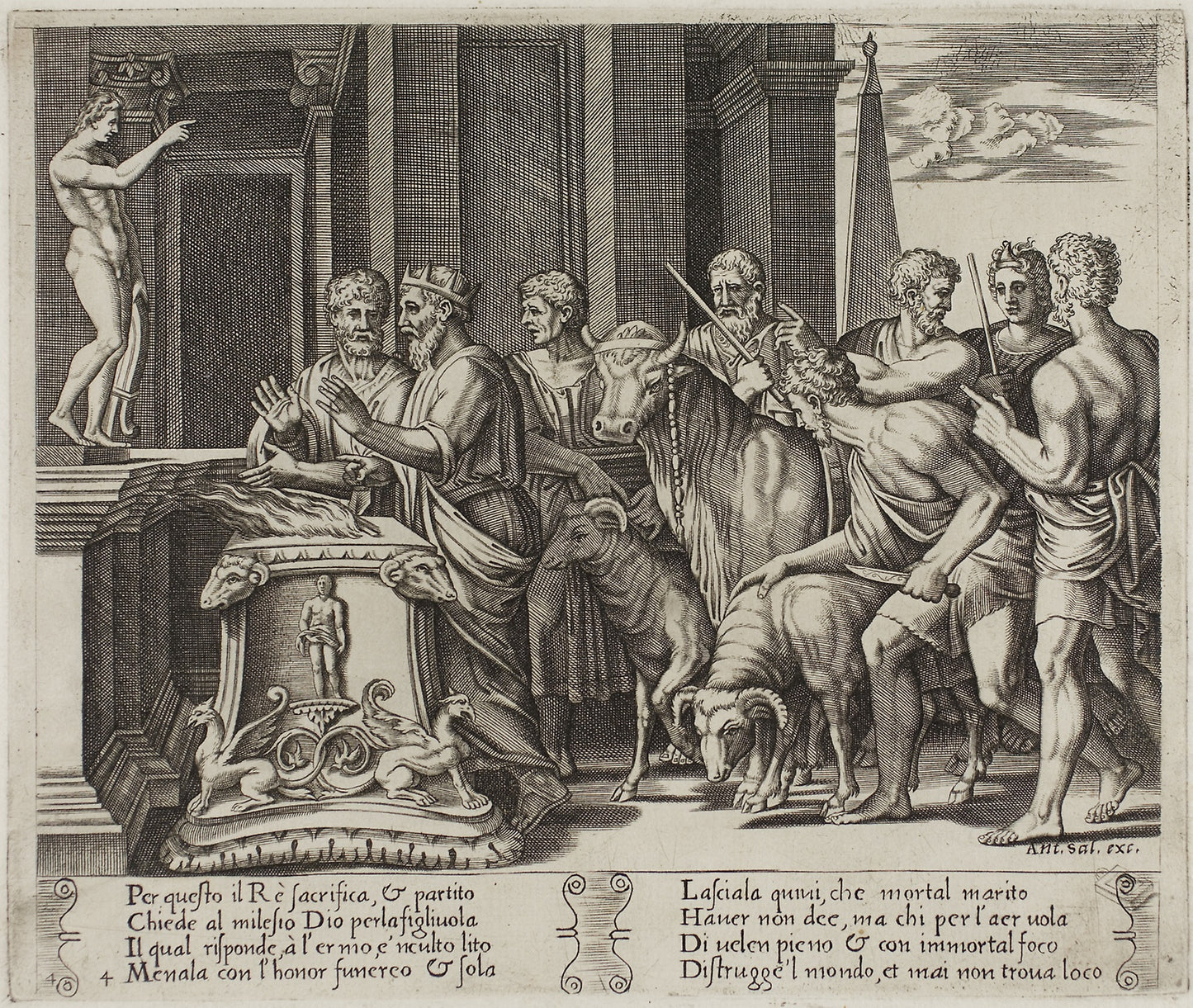 Psyche's Father Consulting the Oracle -  Agostino dei Musi (Italian, c. 1490-after 1536),  Poster Print Wall Art