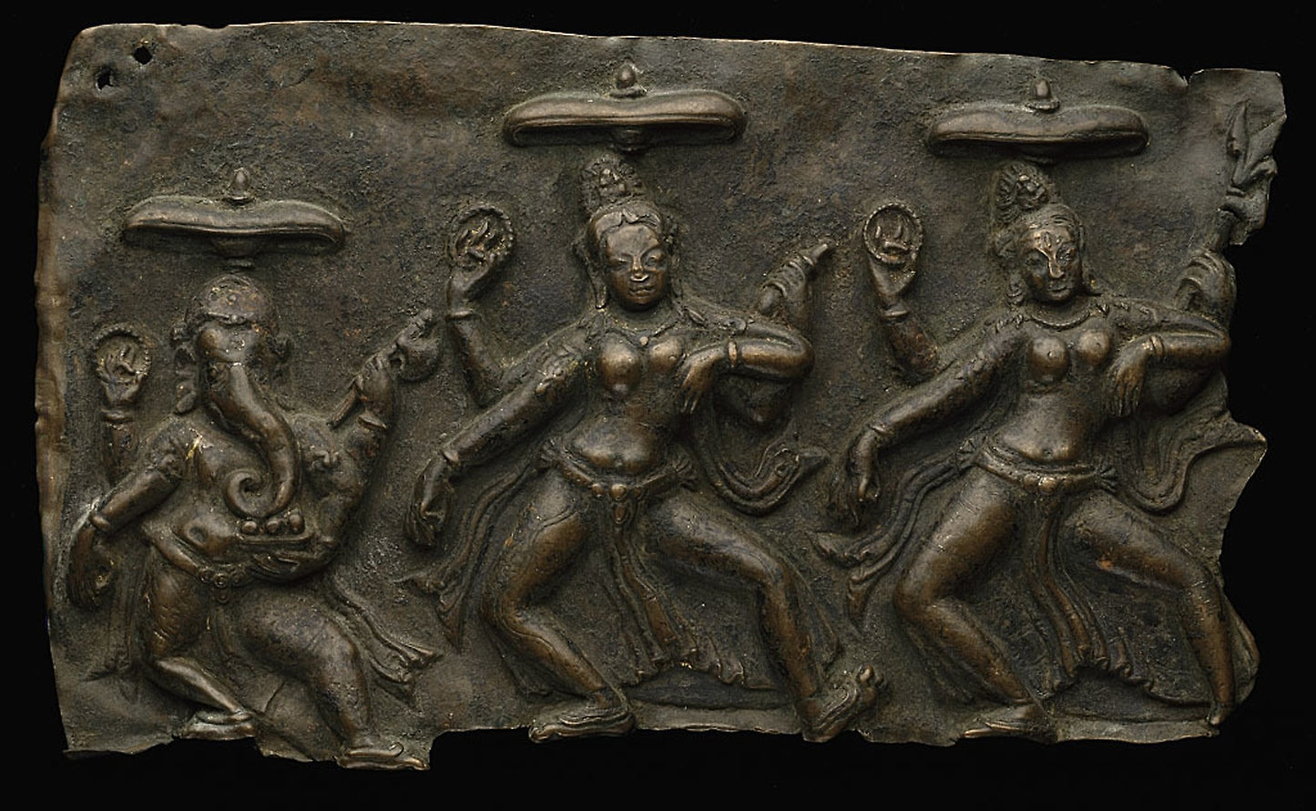 Fragment of Mother Goddesses (Matrika) Panel with Ganesha -  Nepal,  Poster Print Wall Art