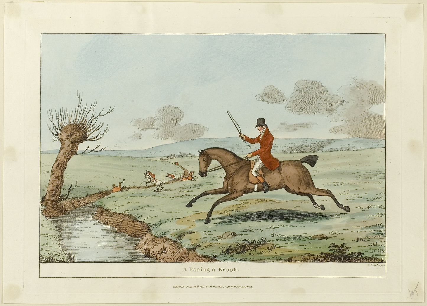 Facing a Brook, plate five from Indispensable Accomplishments -  Sir Robert Frankland (English, 1784-1849),  Poster Print Wall Art