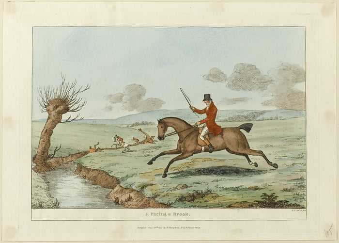 Facing a Brook, plate five from Indispensable Accomplishments: Sir Robert Frankland (English, 1784-1849),16x12
