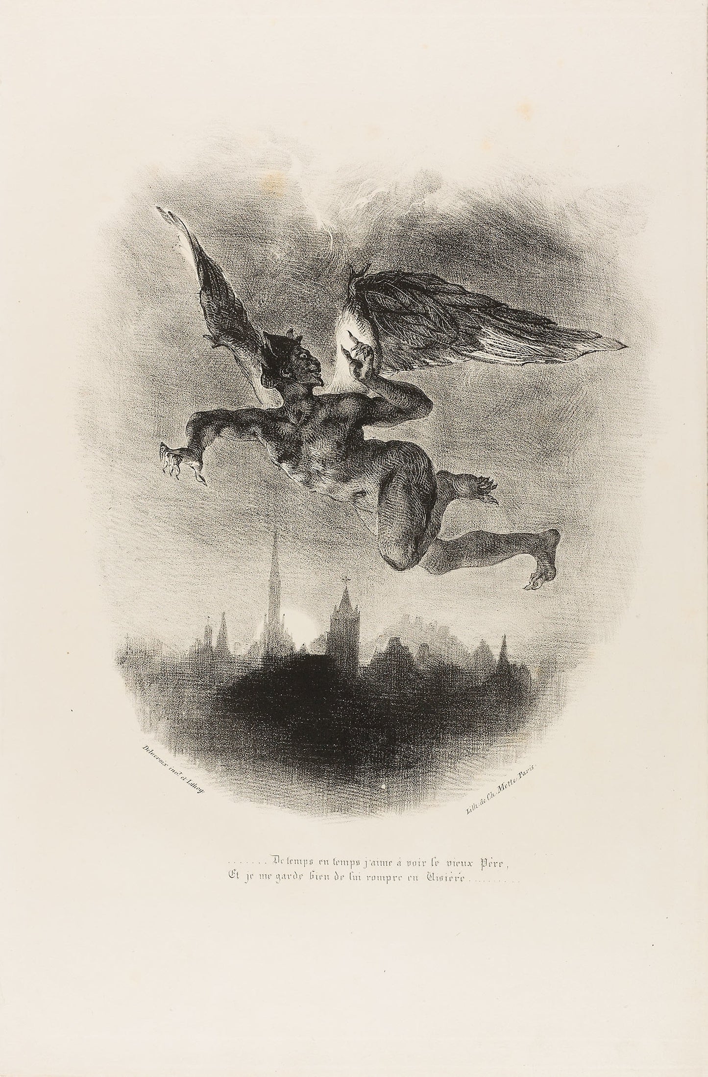 Mephistopheles Flying, from Faust -  Eugène Delacroix,  Poster Print Wall Art