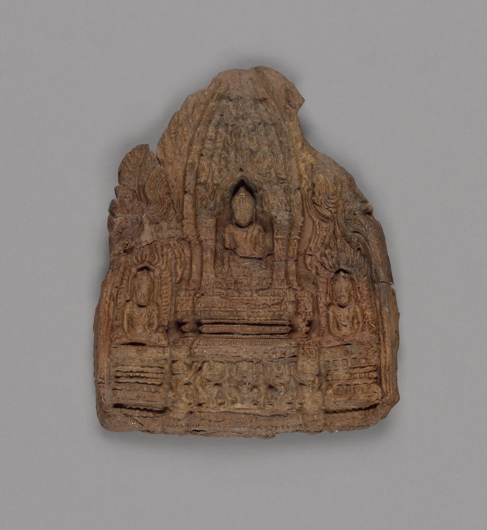 Votive Tablet of Gautama Buddha with Attendant Buddhas: Thailand,16x12"(A3) Poster