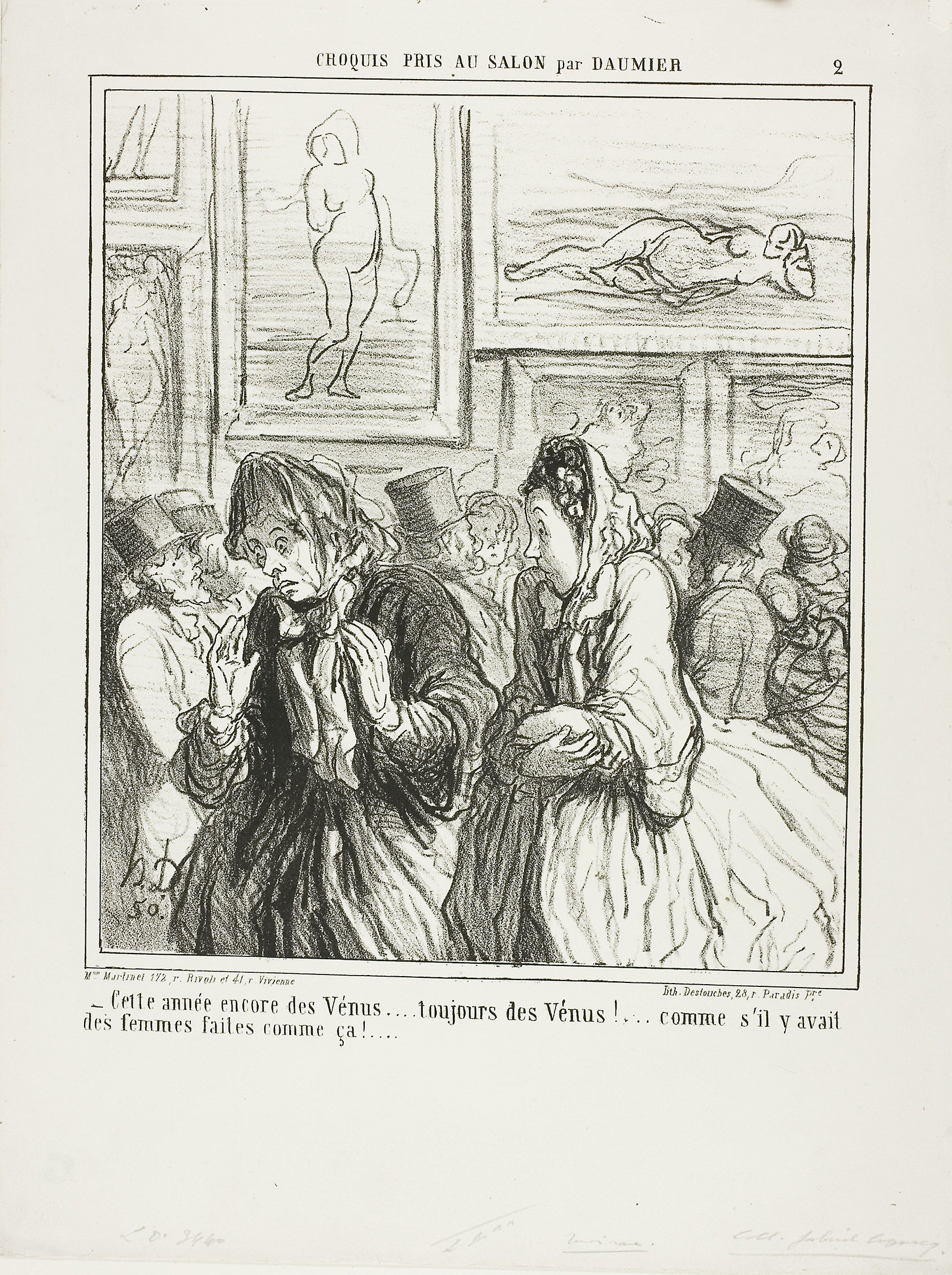 “- Still more Venuses this year... always Venuses!... as if there were any women built like that!,” plate 2 from Croquis Pris Au Salon par Daumier: Honoré Victorin Daumier,16x12"(A3) Poster