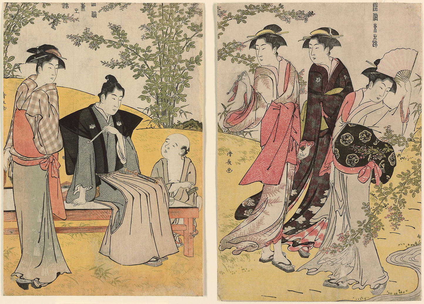 An outing at Hagidera, from the series "A Brocade of Eastern Manners (Fuzoku Azuma no nishiki)" -  Torii Kiyonaga,  Poster Print Wall Art