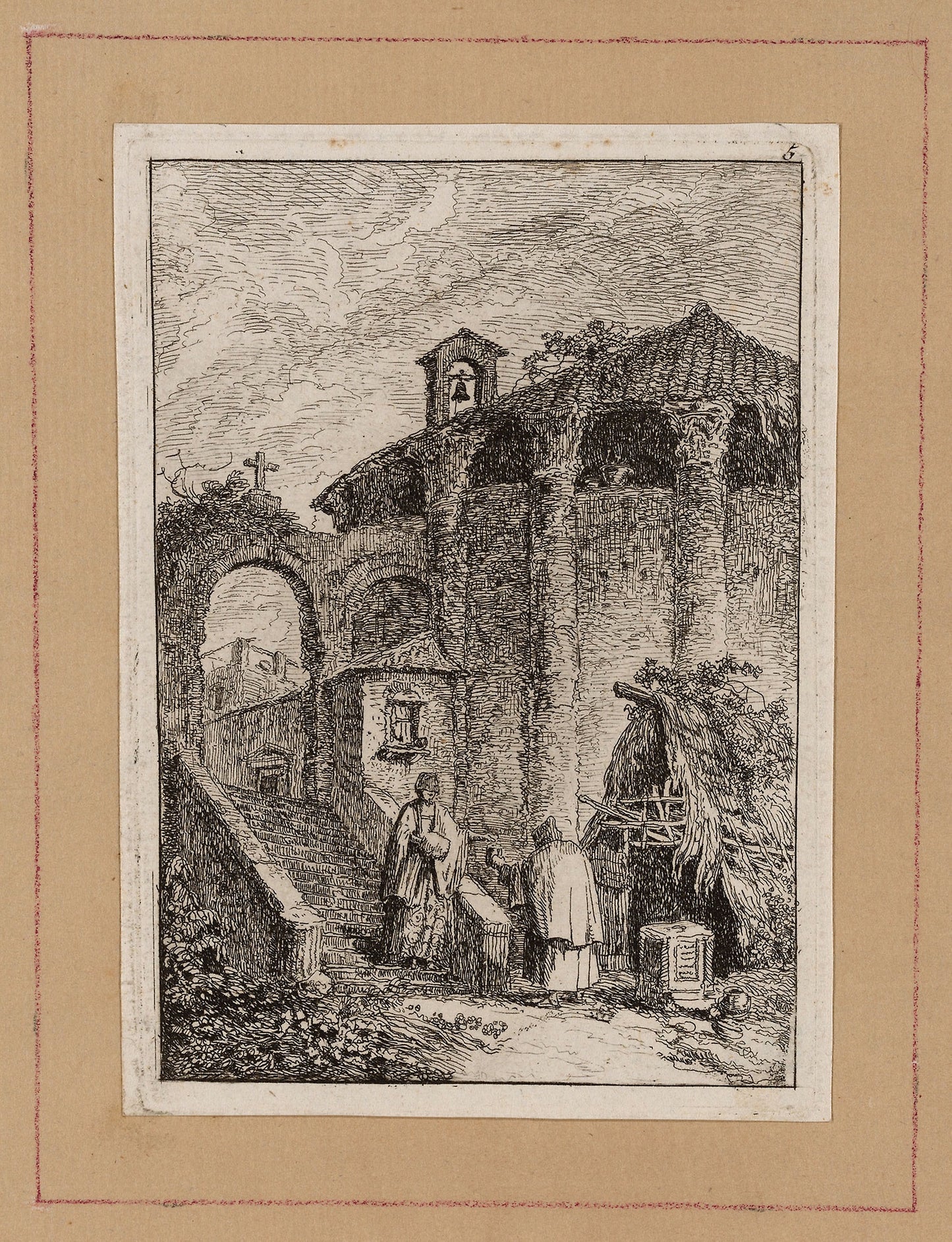 Plate Five from Evenings in Rome -  Hubert Robert ,  Poster Print Wall Art
