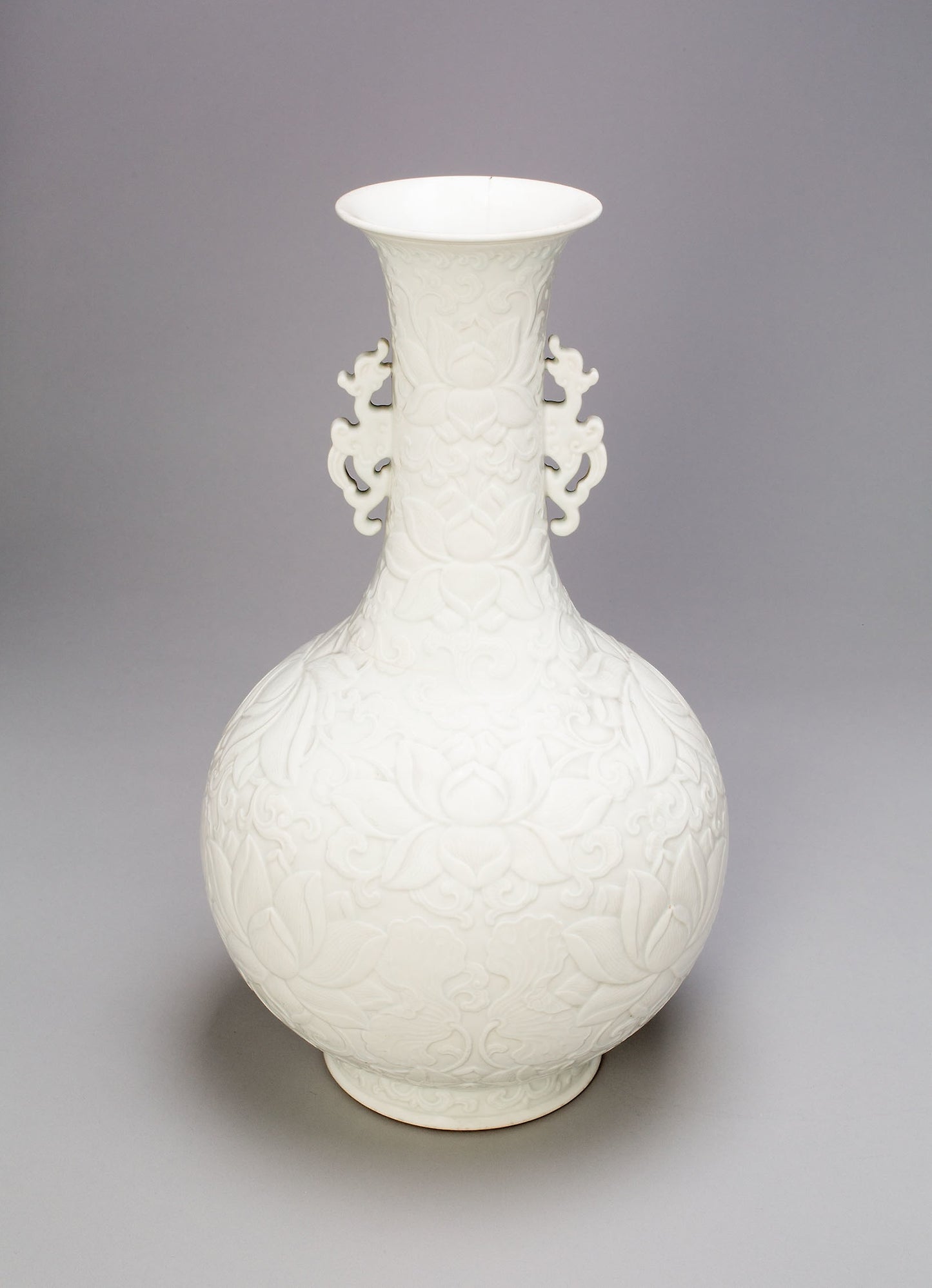 Bottle-Shaped Vase with Dragon Handles and Lotus Flowers -  China,  Poster Print Wall Art