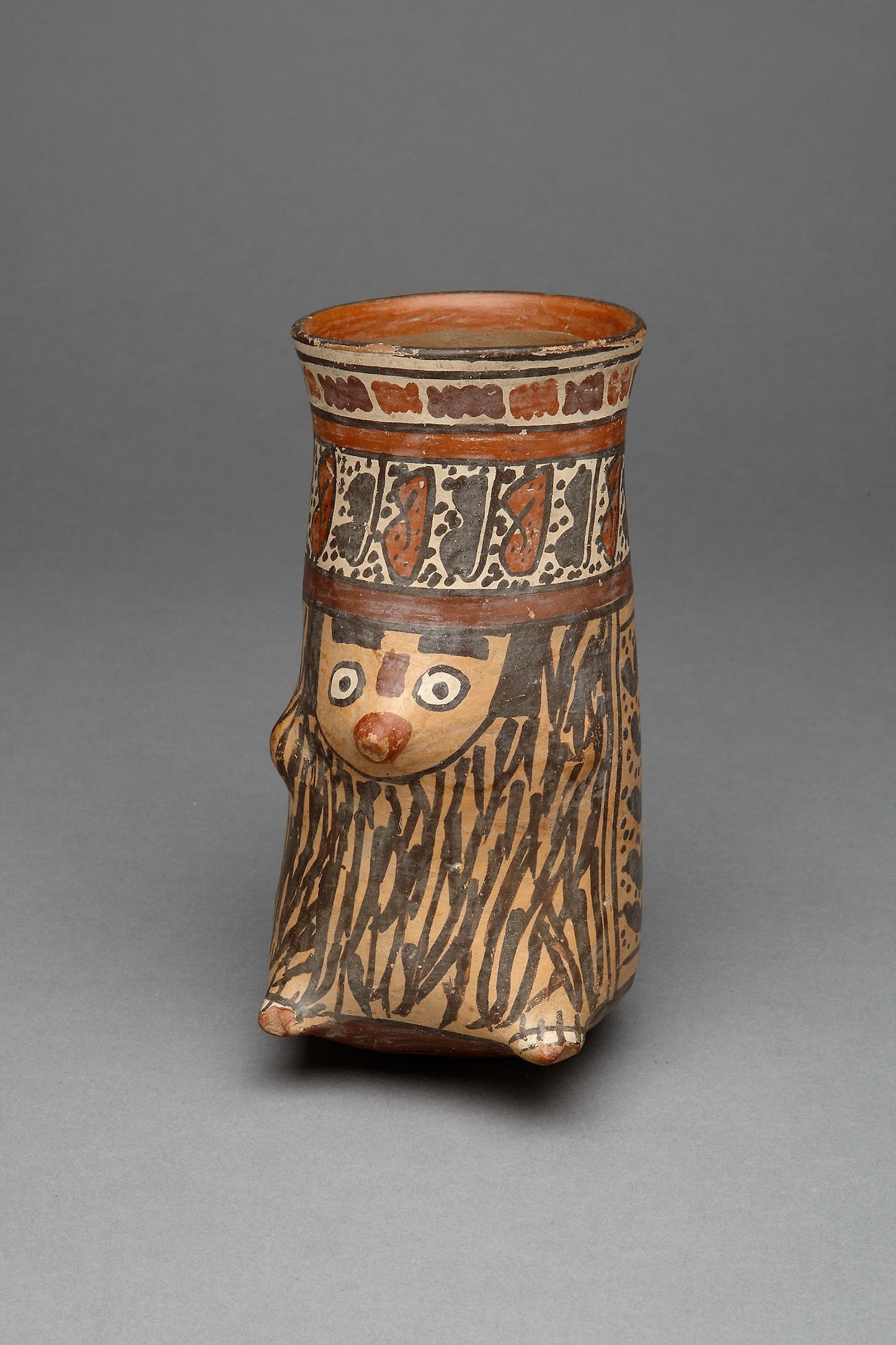 Beaker Molded in the Form of a Costumed Figure or Animal -  Nazca,  Poster Print Wall Art