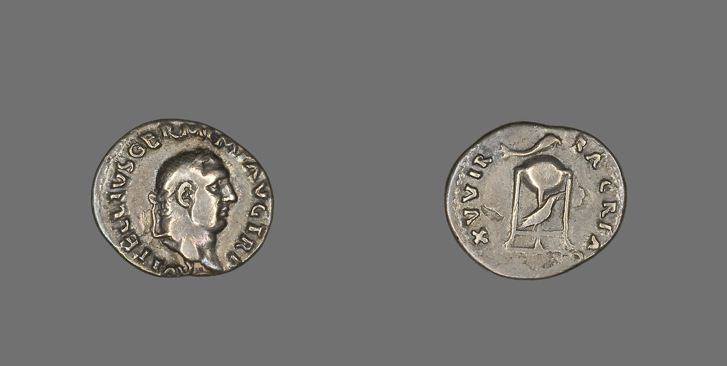 Denarius (Coin) Portraying Emperor Vitellius -  Roman,  Poster Print Wall Art