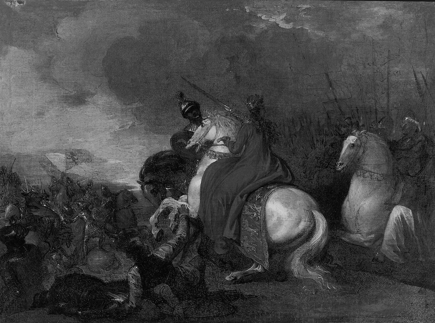 Queen Philippa at the Battle of Neville's Cross -  Benjamin West,  Poster Print Wall Art