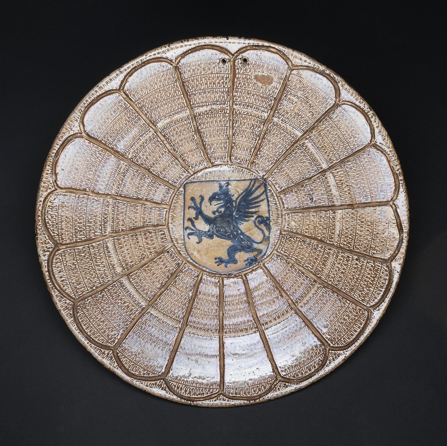 Hispano-Moresque Lusterware Plate with Griffin -  Spanish; Valencia (probably Manises),  Poster Print Wall Art