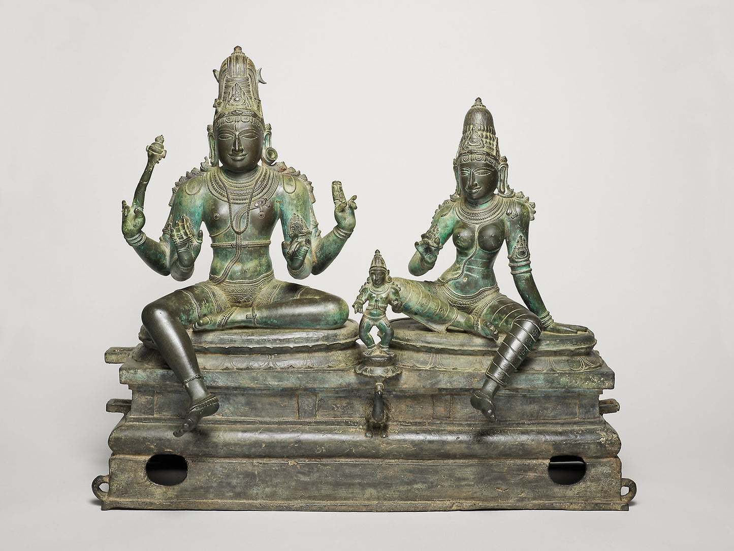 God Shiva and Goddess Uma Seated with Their Son, Skanda (Somaskanda) -  India,  Poster Print Wall Art