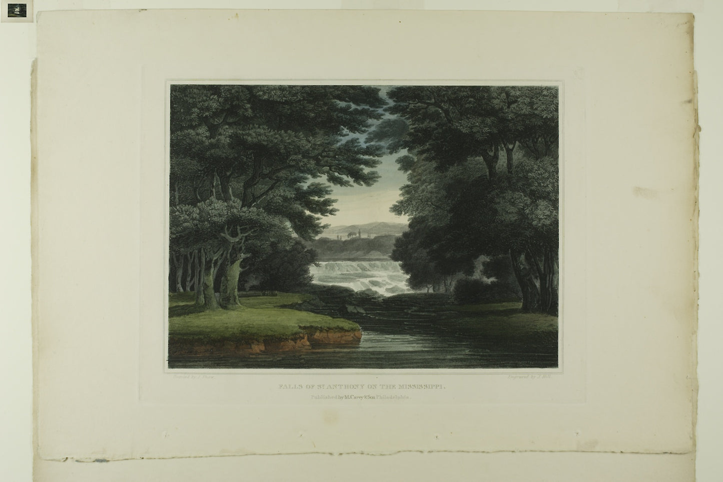 Falls of St. Anthony on the Mississippi, plate seven of the first number of Picturesque Views of American Scenery -  John Hill (American, 1770-1850),  Poster Print Wall Art