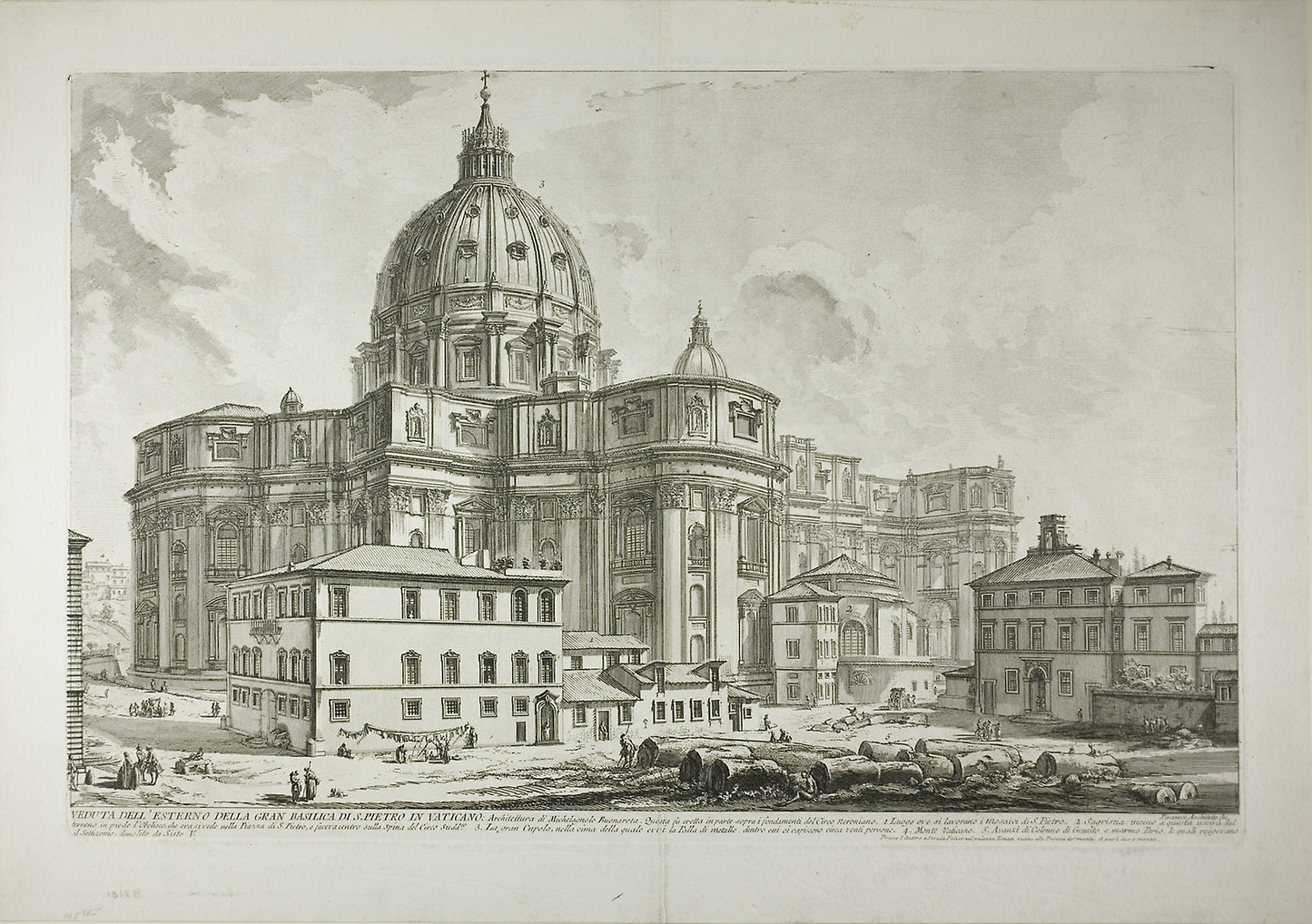 View of the exterior of St. Peter's Basilica in the Vatican, from Views of Rome -  Giovanni Battista Piranesi,  Poster Print Wall Art