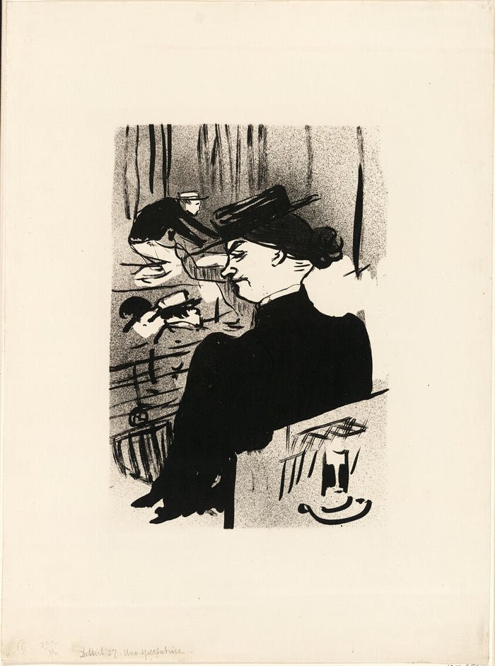 A Spectator, from Le Cafe-Concert by  Henri de Toulouse-Lautrec (French, 1864-1901), 23x16