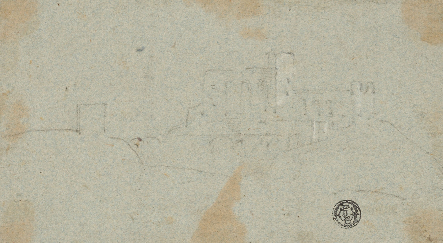 Sketch of Fortress on Hill -  Attributed to Richard Wilson,  Poster Print Wall Art