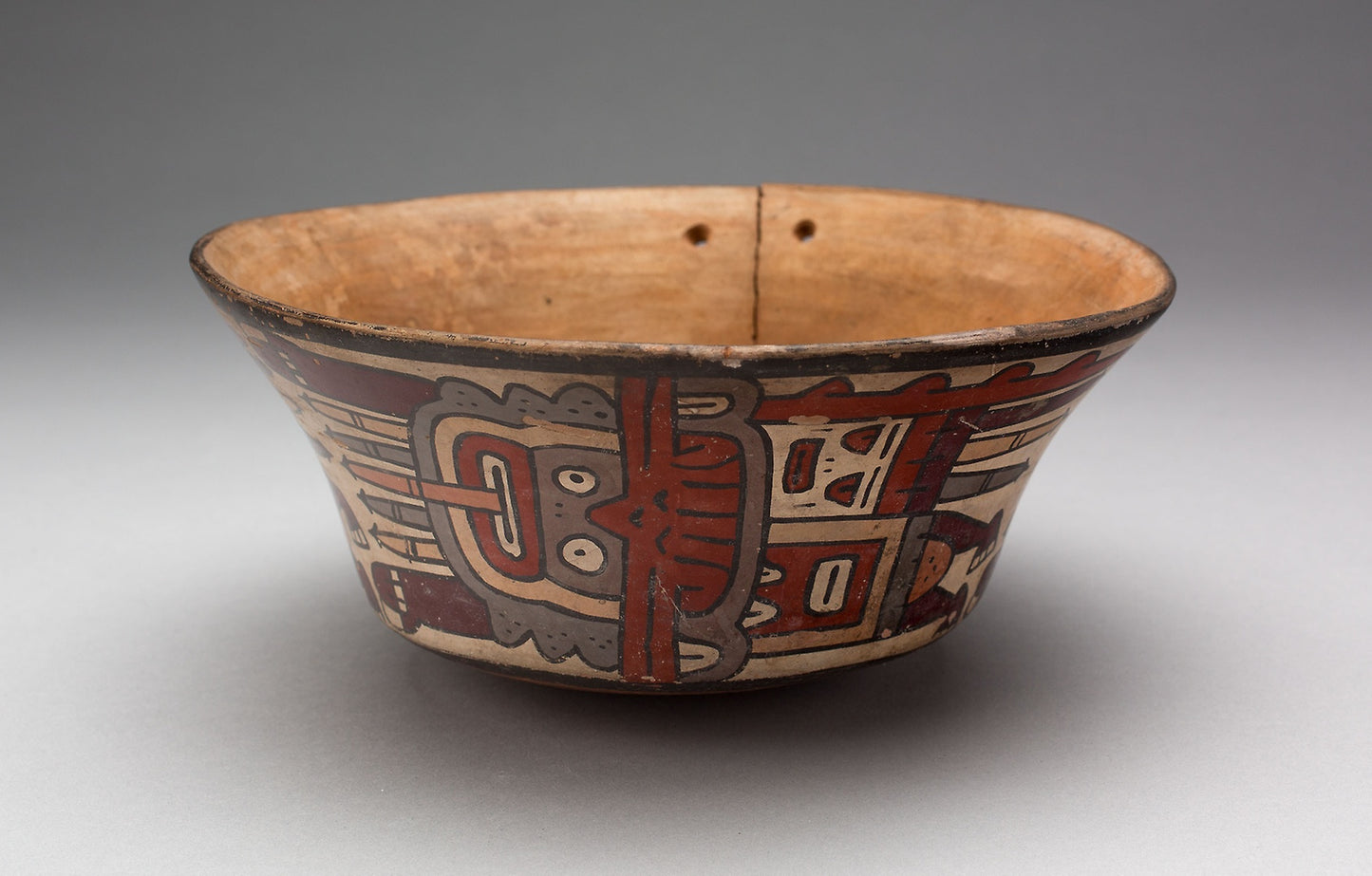Small Flaring Bowl Depicting Costumed Ritual Performers [Cracked] -  Nazca,  Poster Print Wall Art