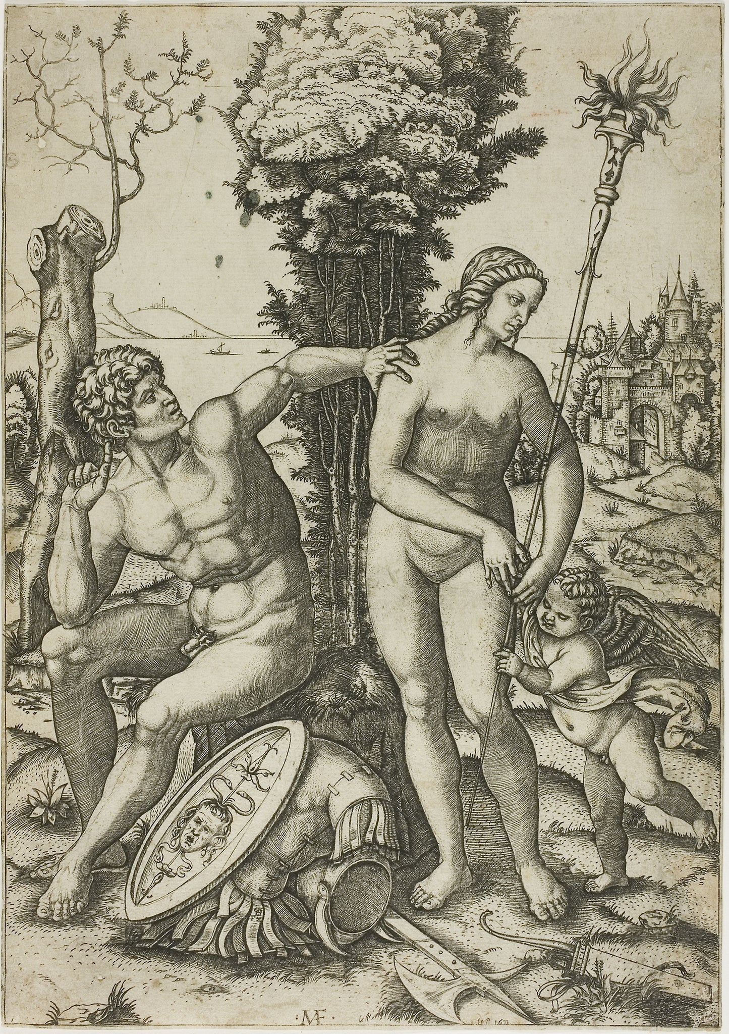 Mars, Venus, and Cupid -  Marcantonio Raimondi,  Poster Print Wall Art