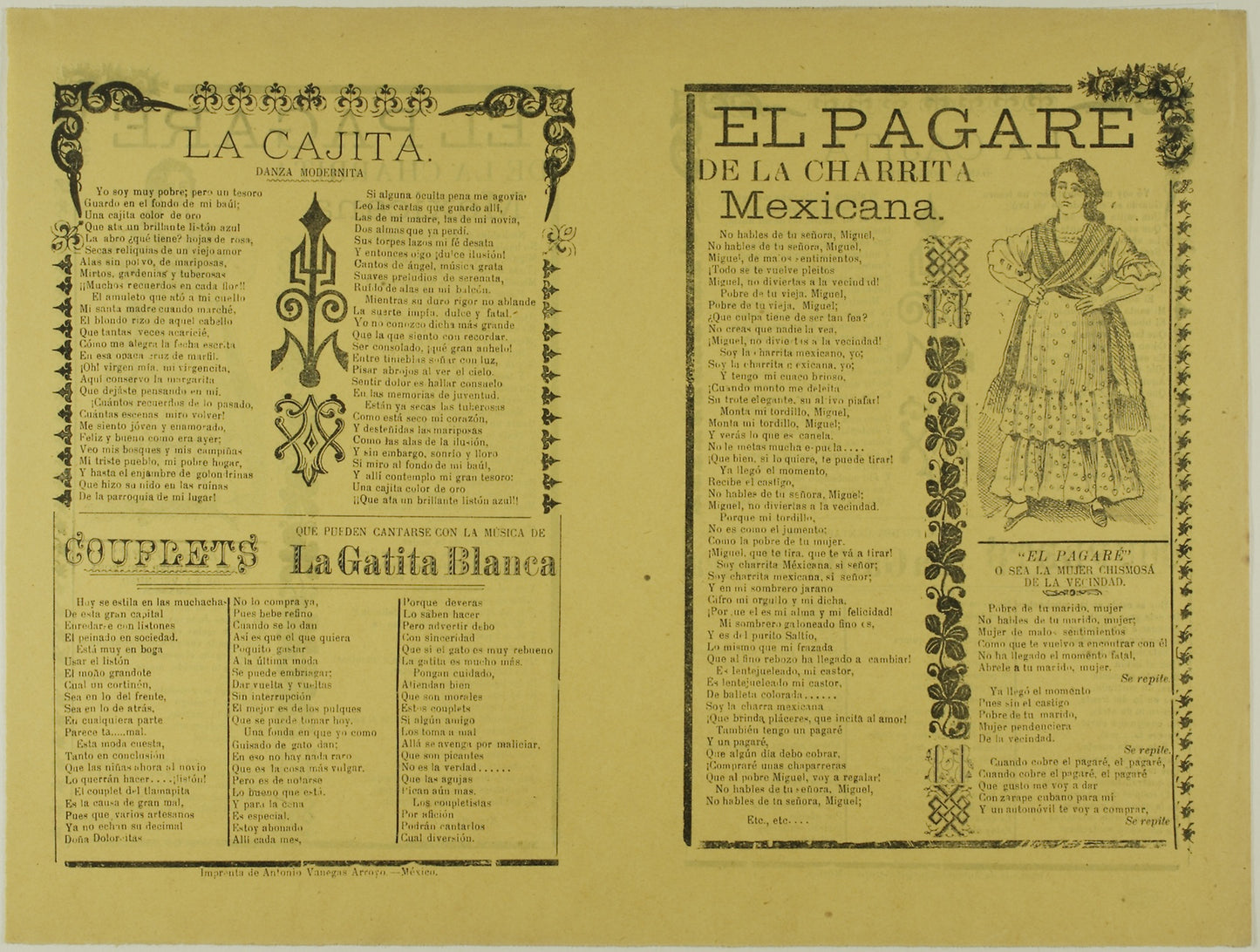 El pagare de la charrita mexicana (The Promissory Note of La Charrita Mexicana) -  José Guadalupe Posada,  Poster Print Wall Art