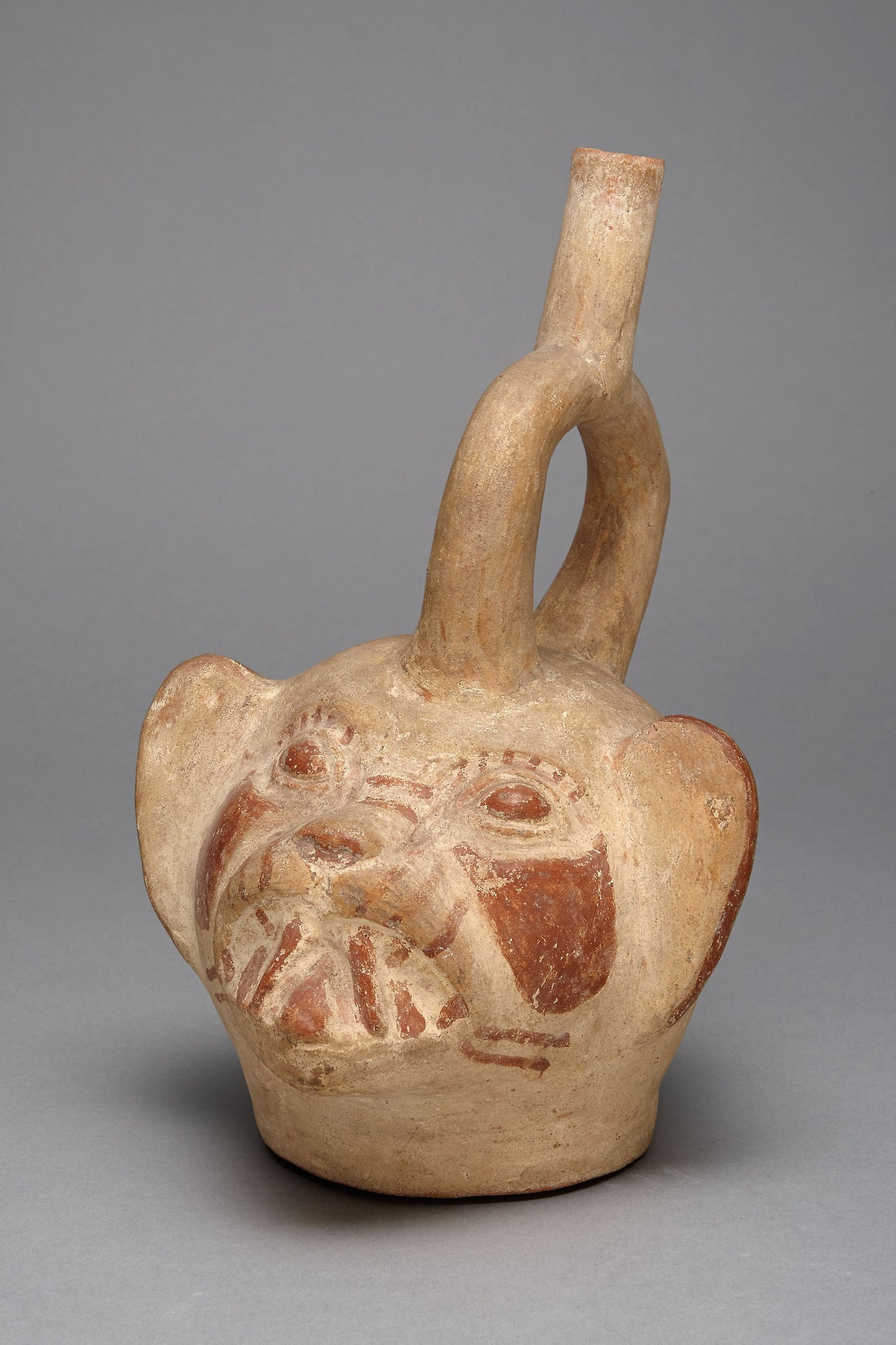 Stirrup Vessel in the Form of a Feline Head -  Moche,  Poster Print Wall Art