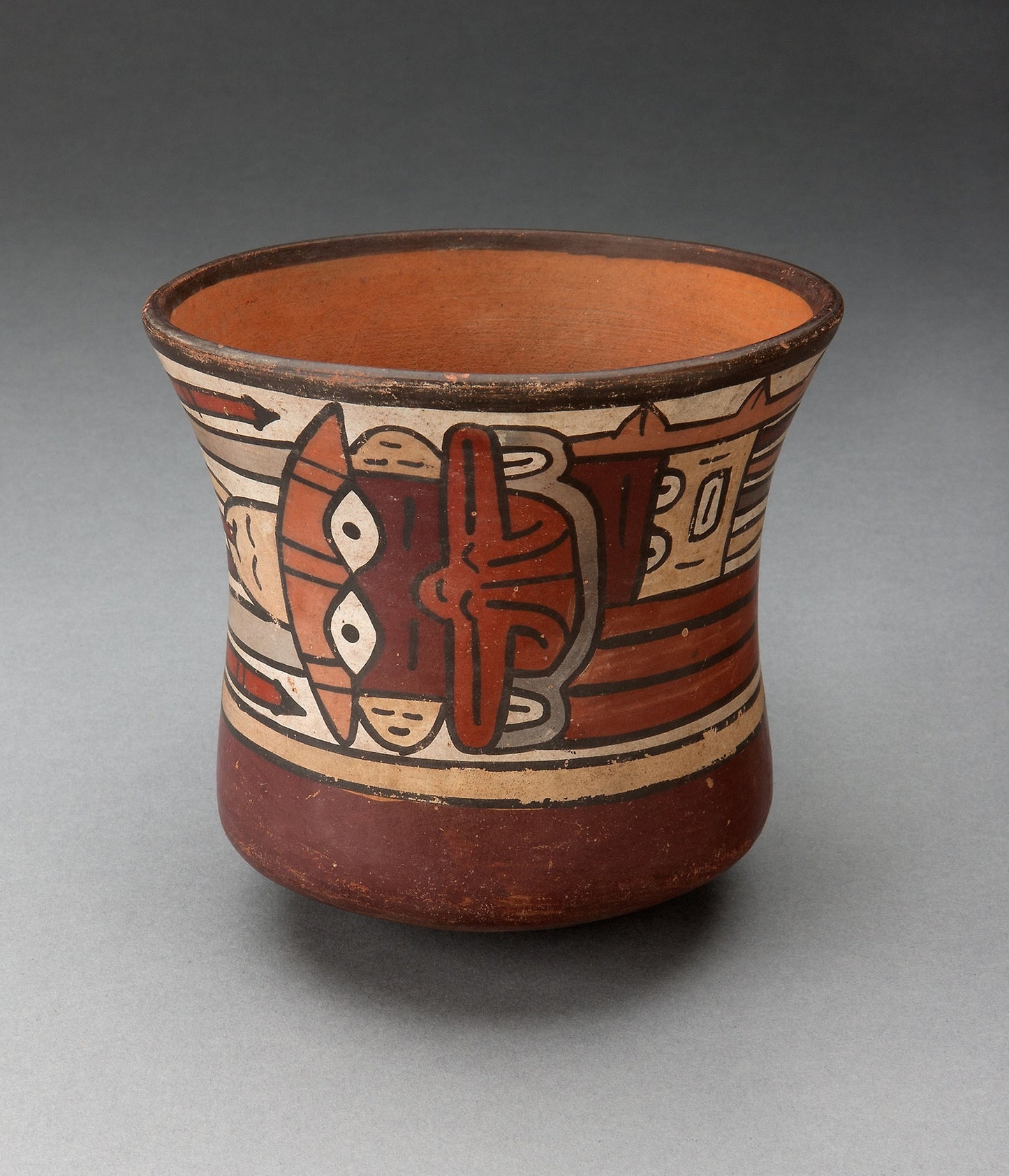 Short Beaker Depicting Ritual Figure wearing Costume with Bird Attributes -  Nazca,  Poster Print Wall Art