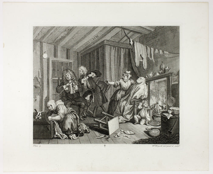 Plate five, from A Harlot's Progress: William Hogarth,16x12