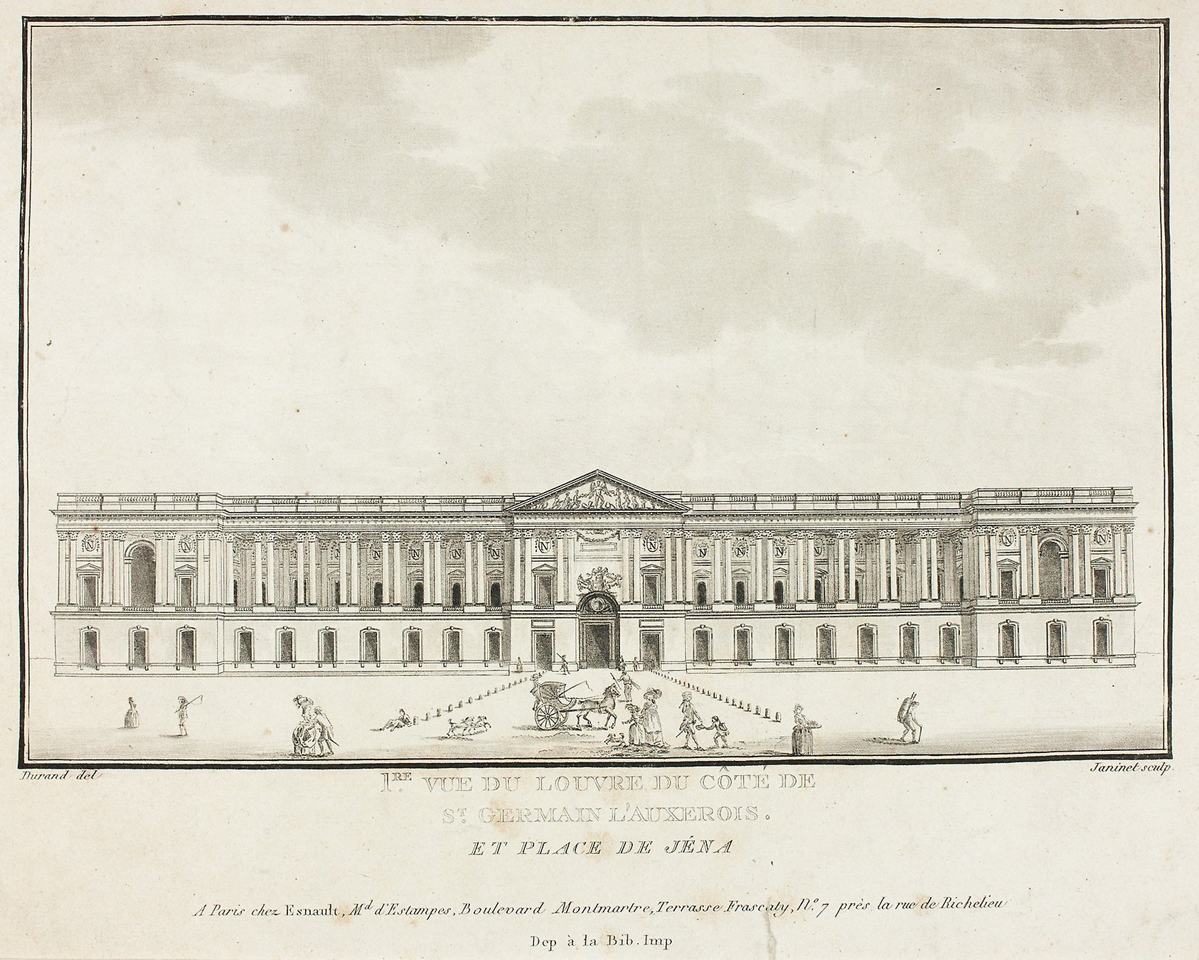 View of the Louvre from the Side of St. Germain l'Auxerrois: François Louis Français,16x12"(A3) Poster