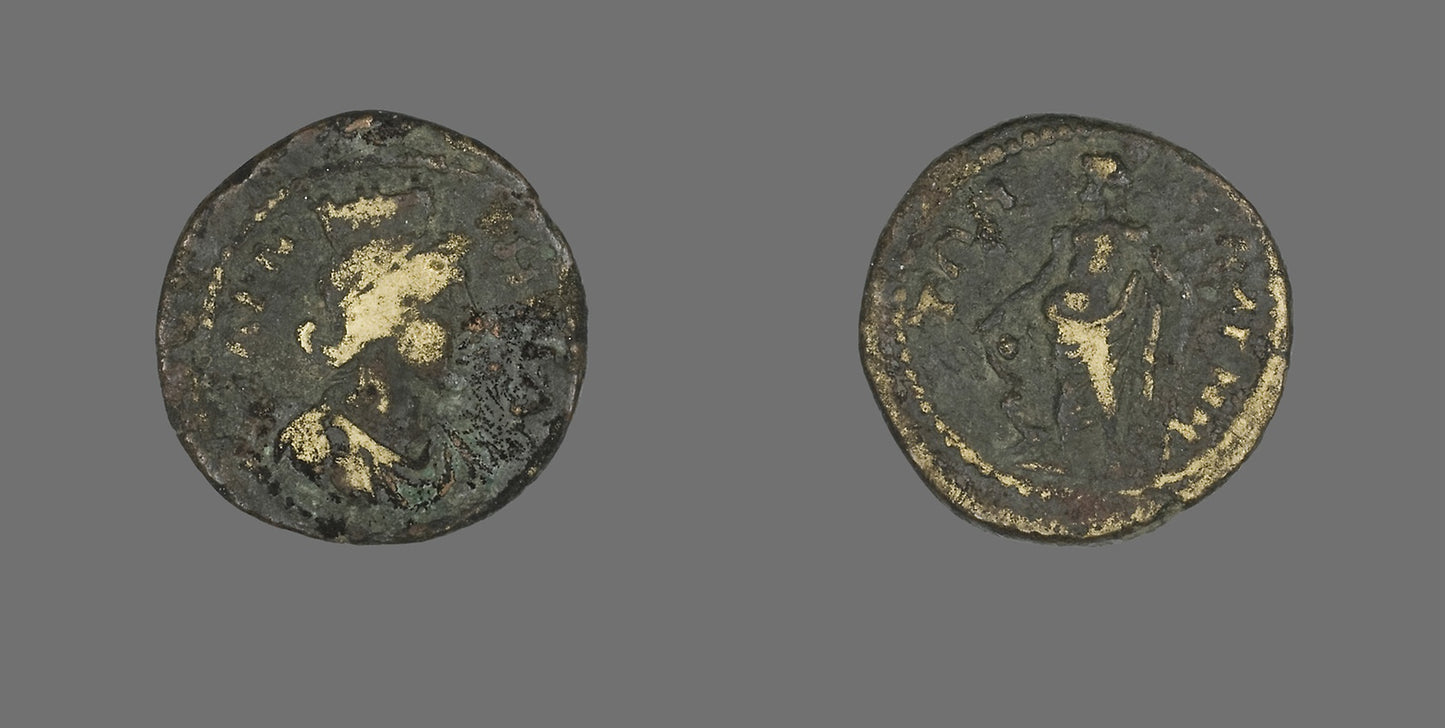 Coin Depicting the Goddess Tyche -  Roman; minted in Magnesia ad Sipylum, Lydia (?),  Poster Print Wall Art